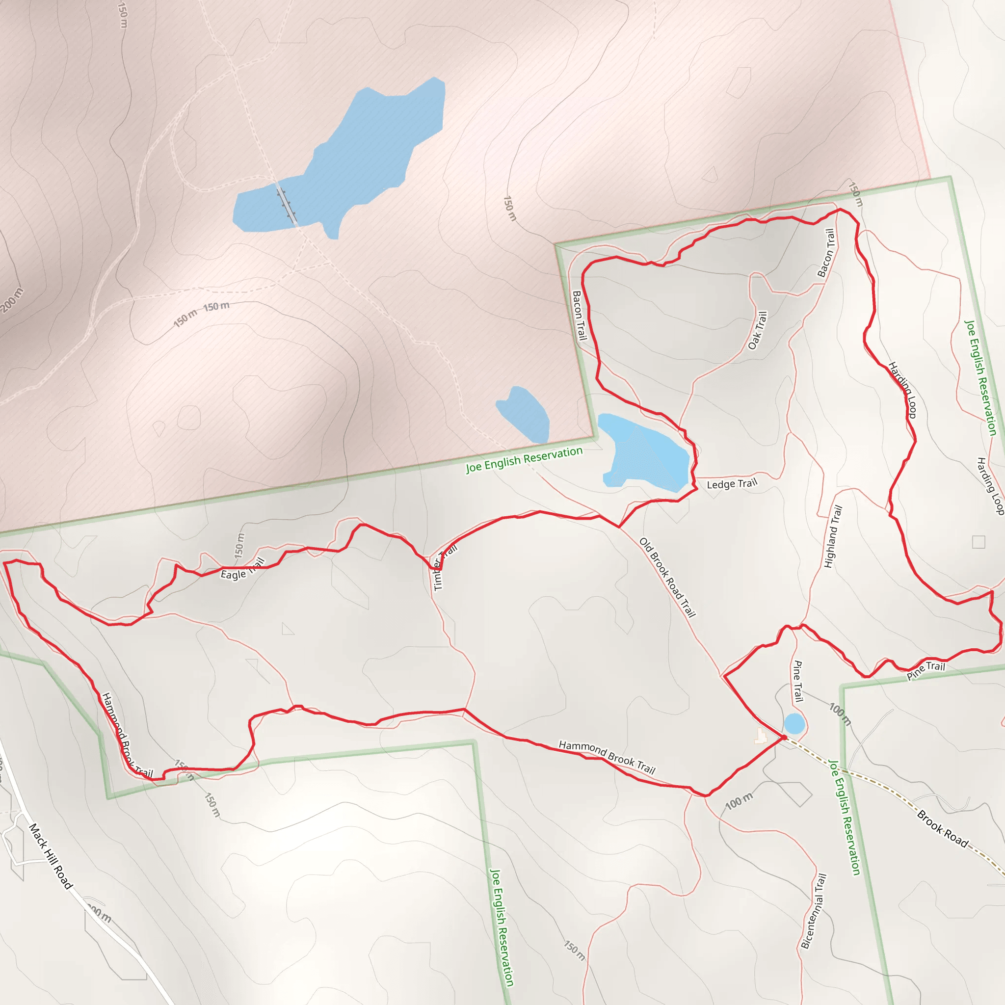 Joe English Reservation and Herb Harding Memorial Forest Loop Trail from Brook Road mobile static map
