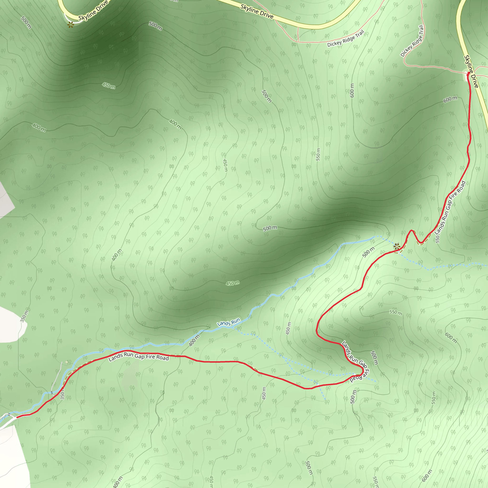 Lands Run Falls Trail mobile static map