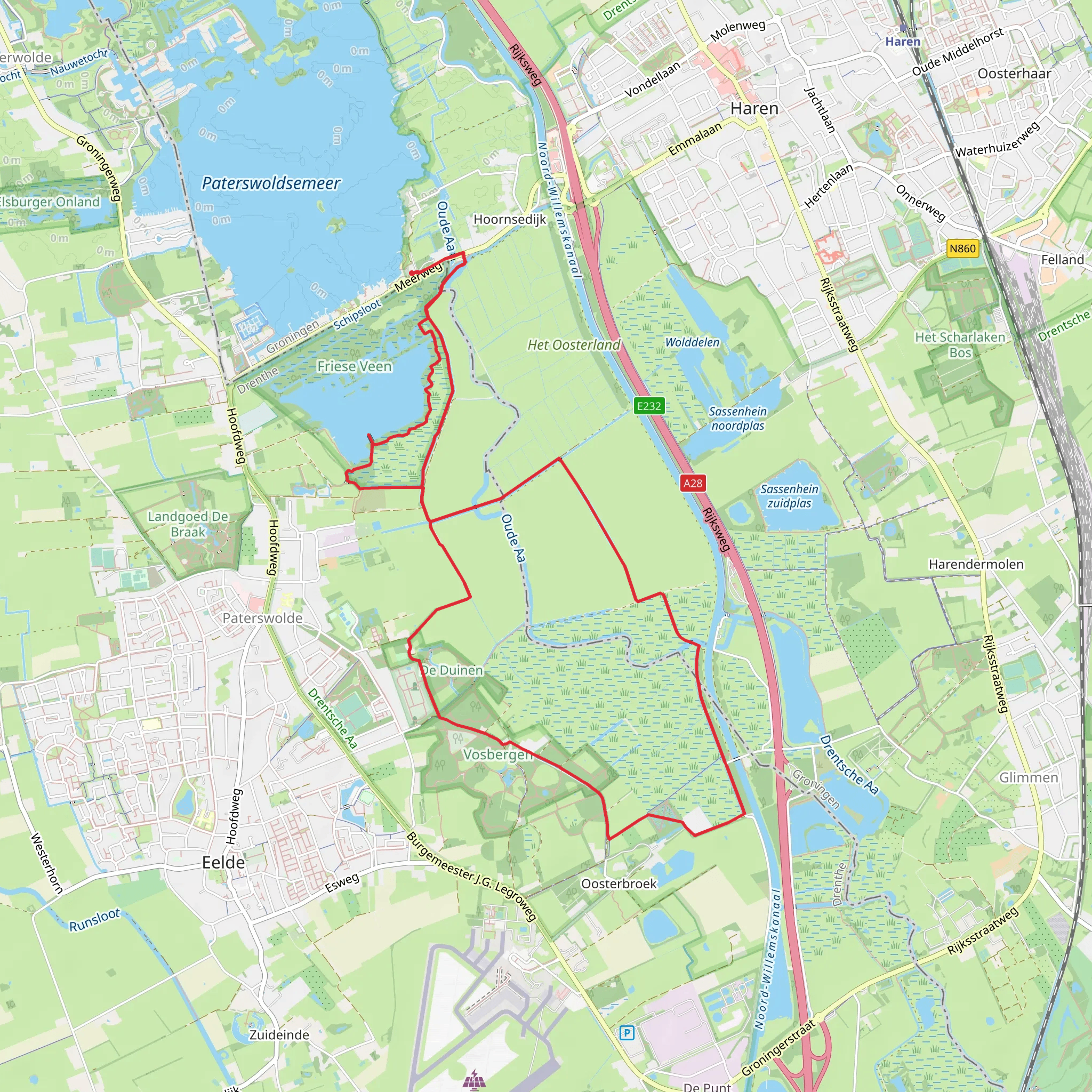 De Borgstee, Huis De Duinen and Friesche Veen Loop mobile static map