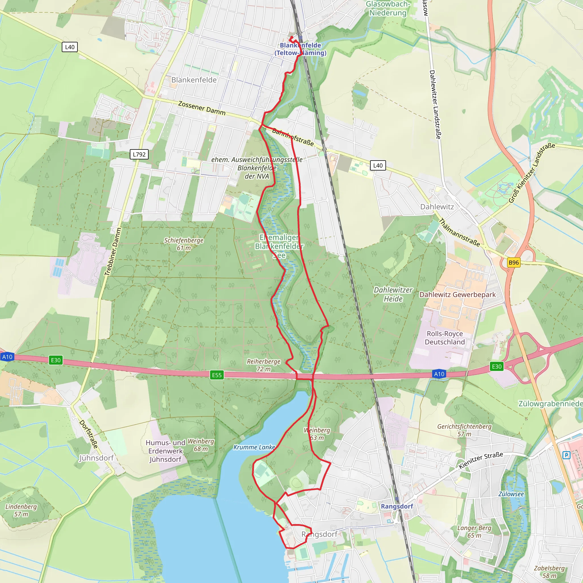 Rangsdorfer See Loop via Baruther Linie mobile static map