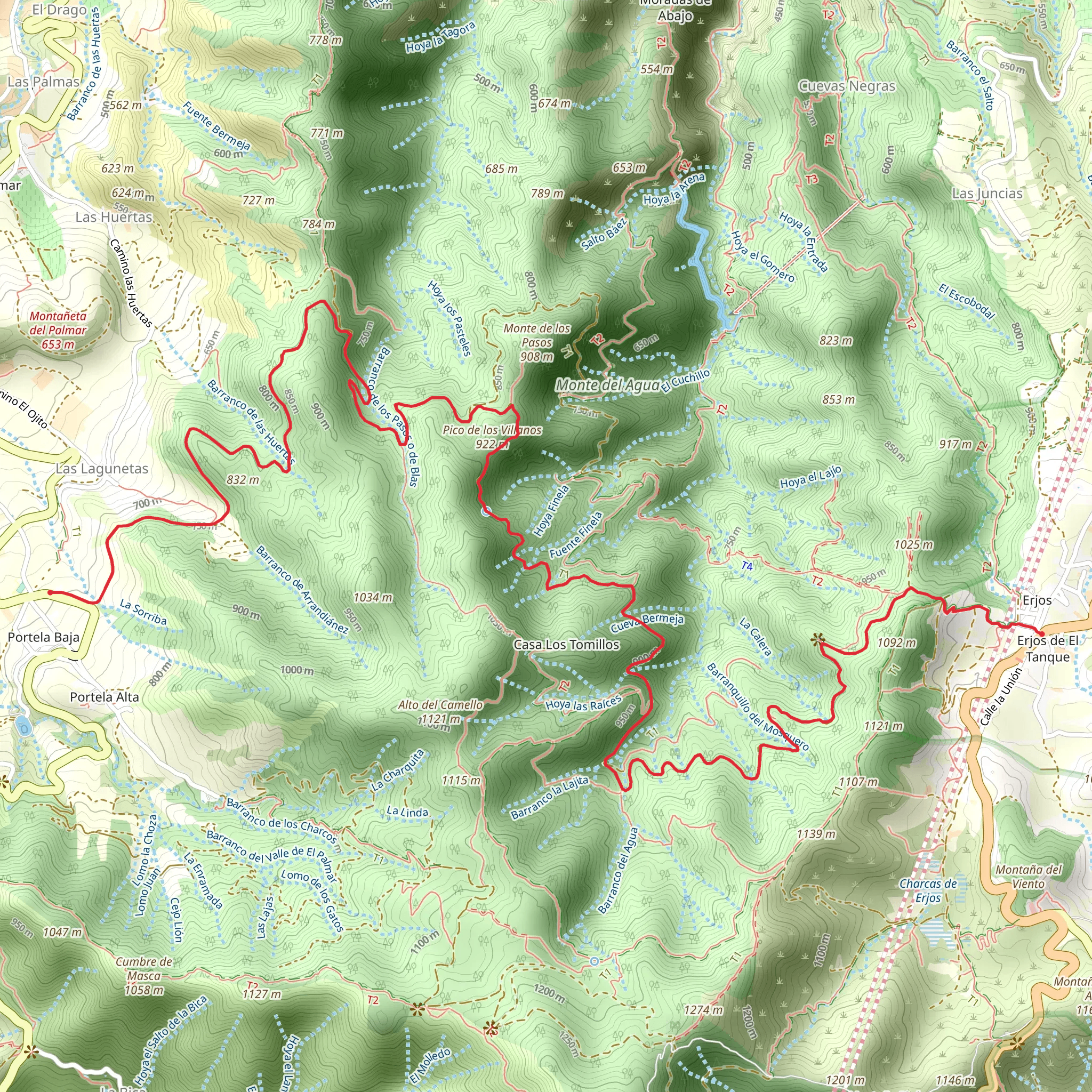 Erjos - Las Portelas PR TF 52 mobile static map