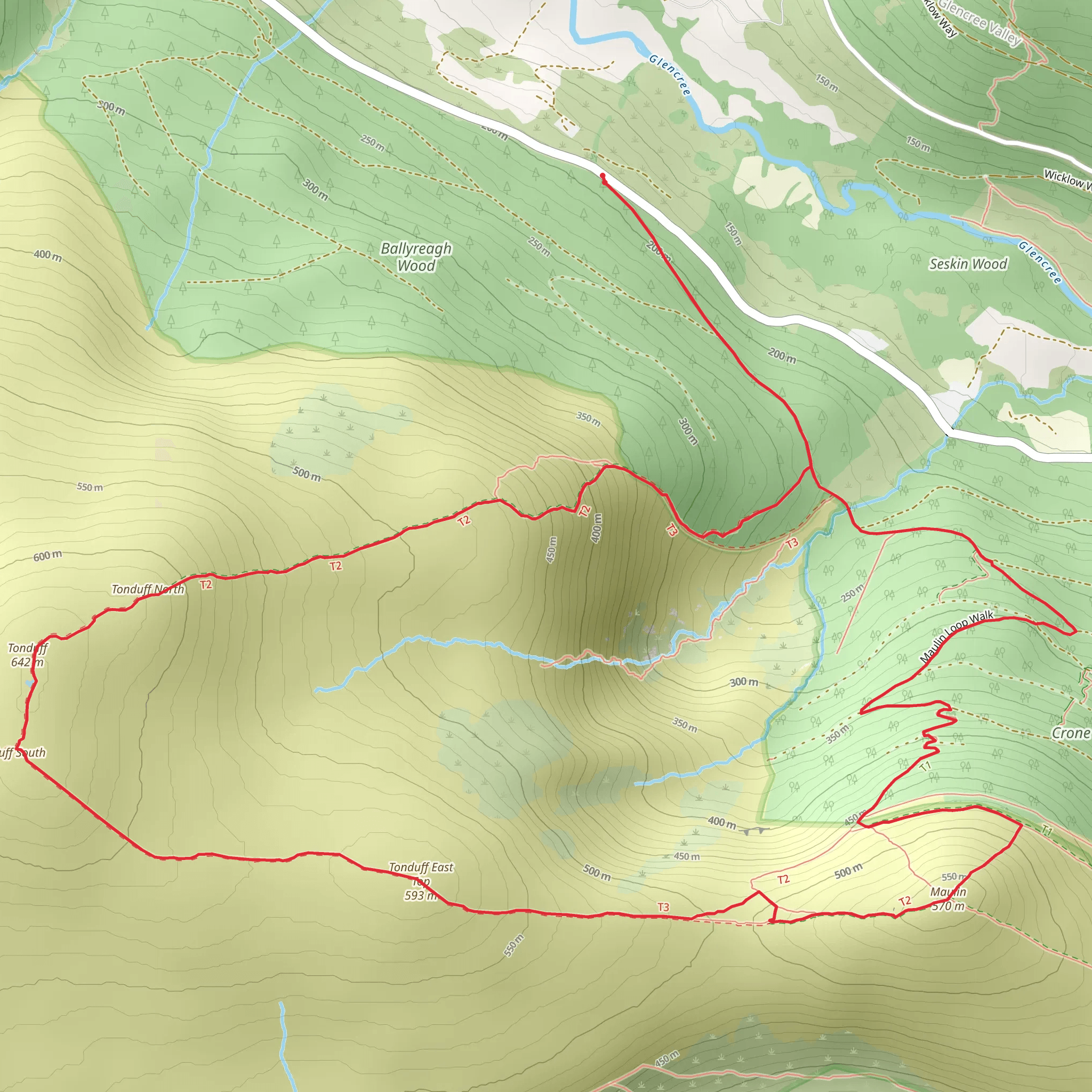 Tonduff and Maulin Peaks Loop mobile static map