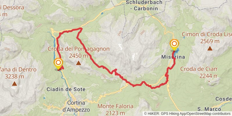 Camino Delle Dolomiti stage 14 Map