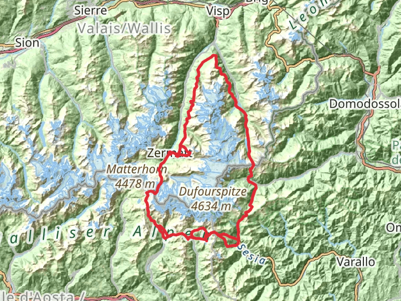Tour Monte Rosa mobile static map