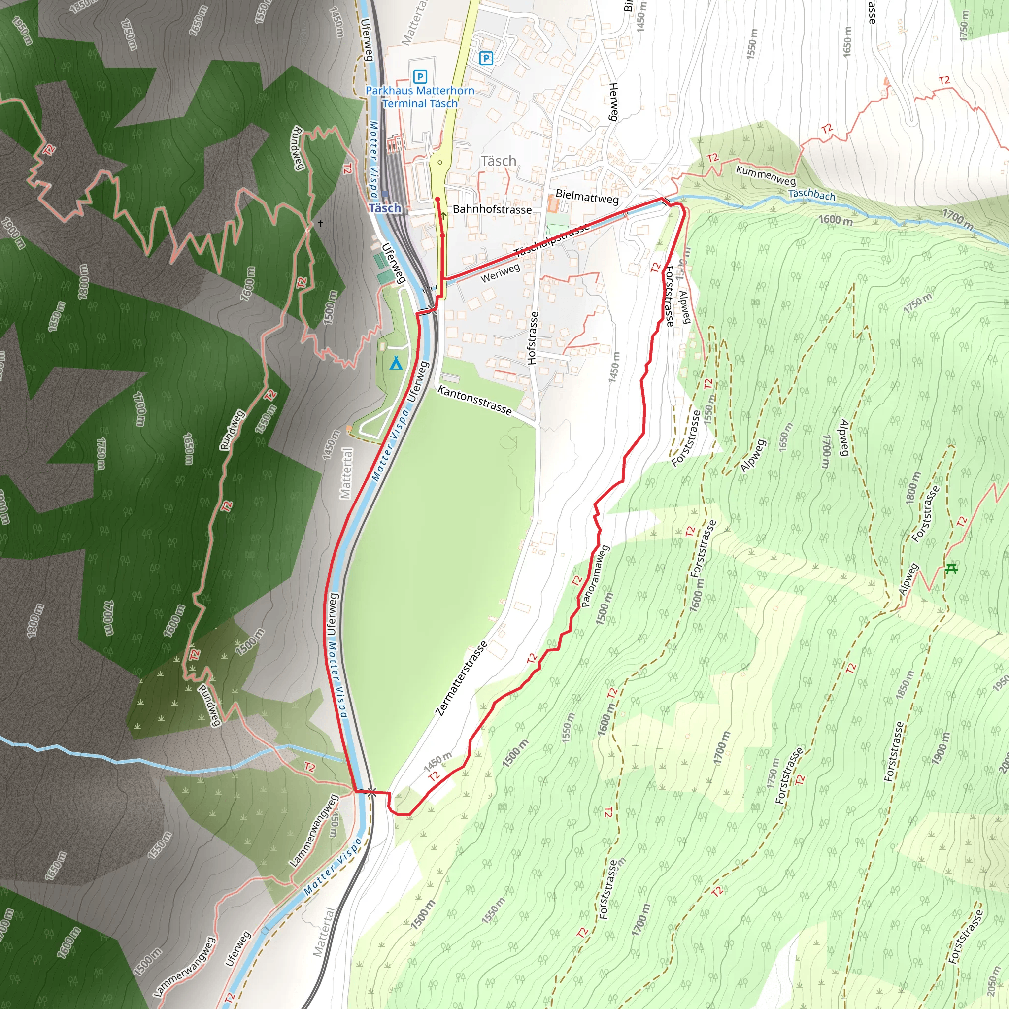 Täsch Panorama Trail - Nr 130 mobile static map