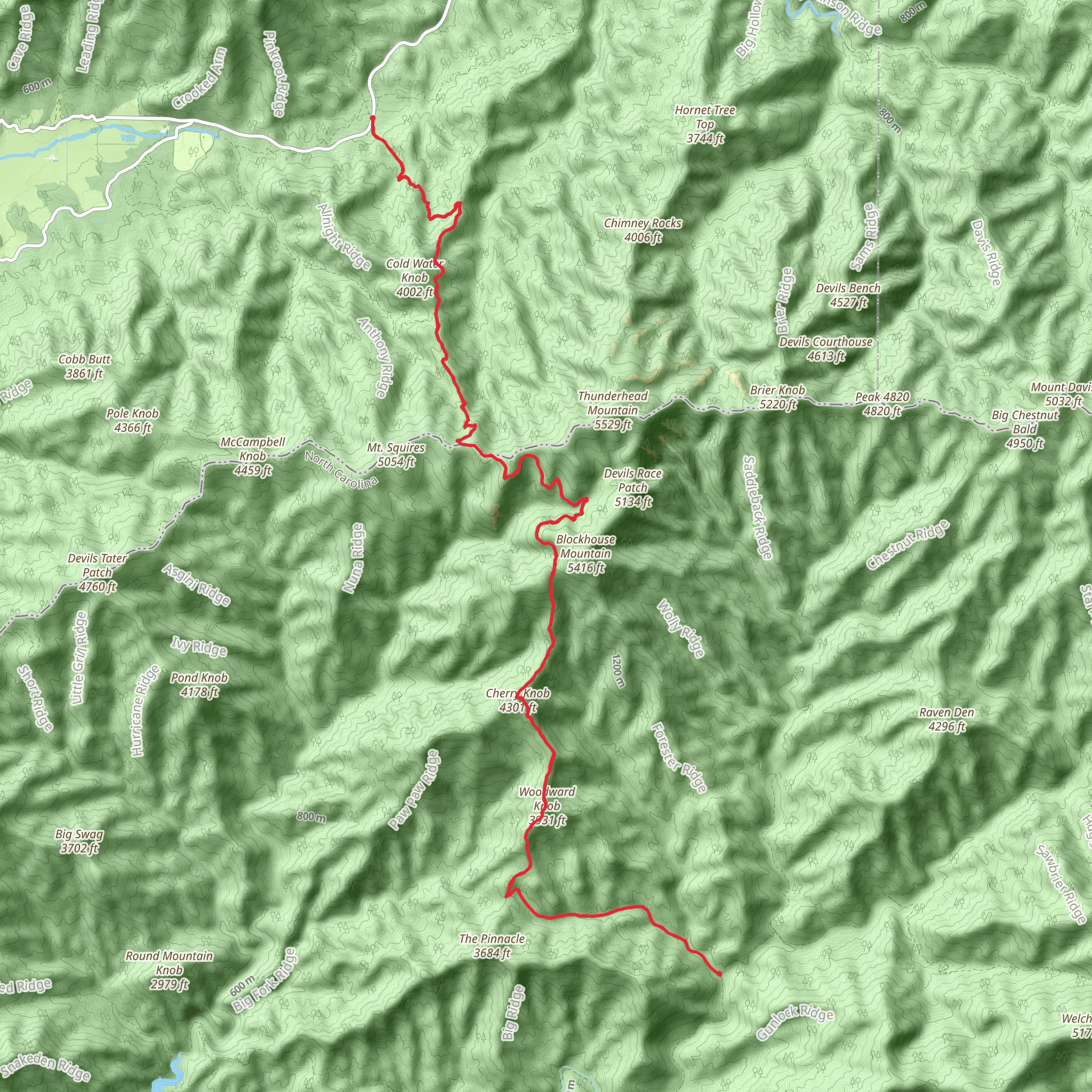 Jenkins Ridge via Lead Cove and Bote Mountain Trail mobile static map