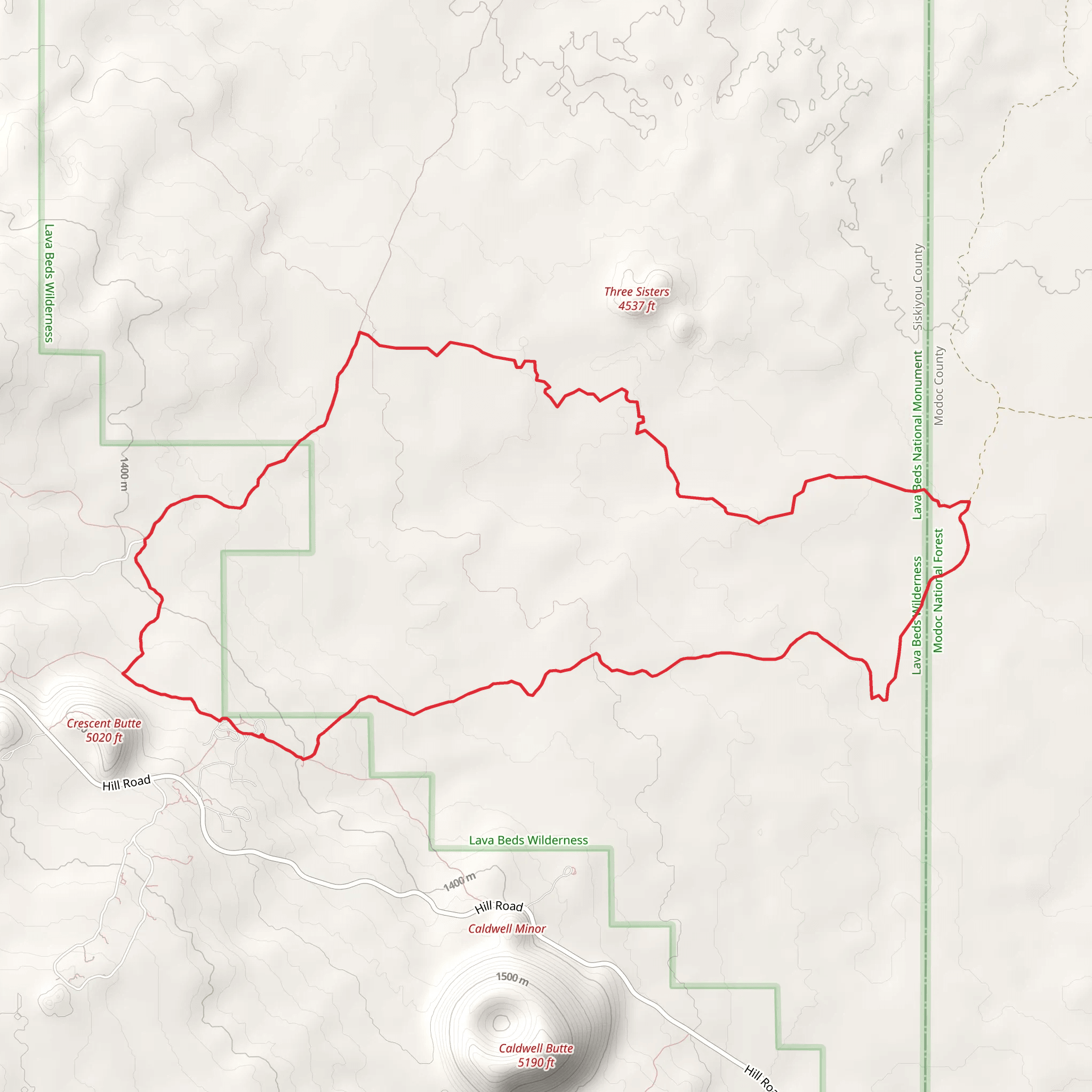 Three Sisters Loop Trail mobile static map