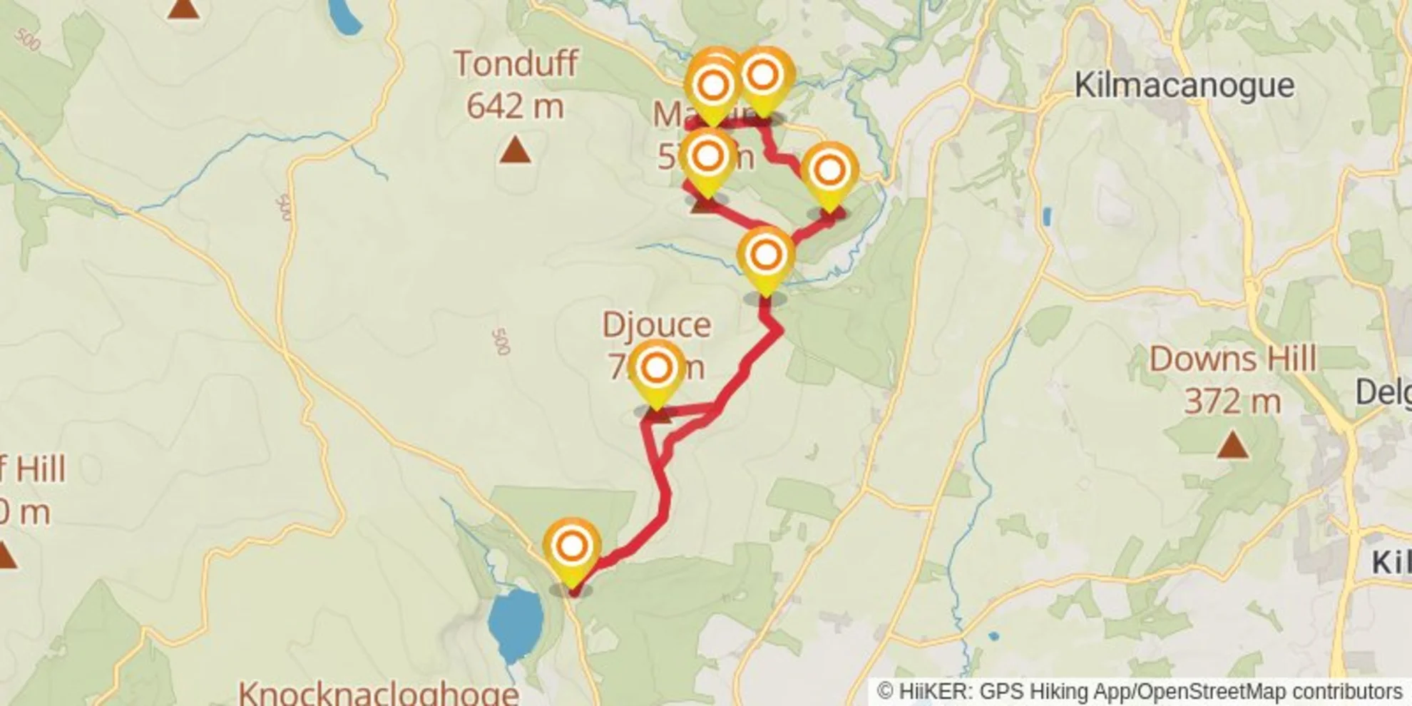 An image depicting the trail Crone, Lough Tay, Djouce & Maulin and its surrounding area.