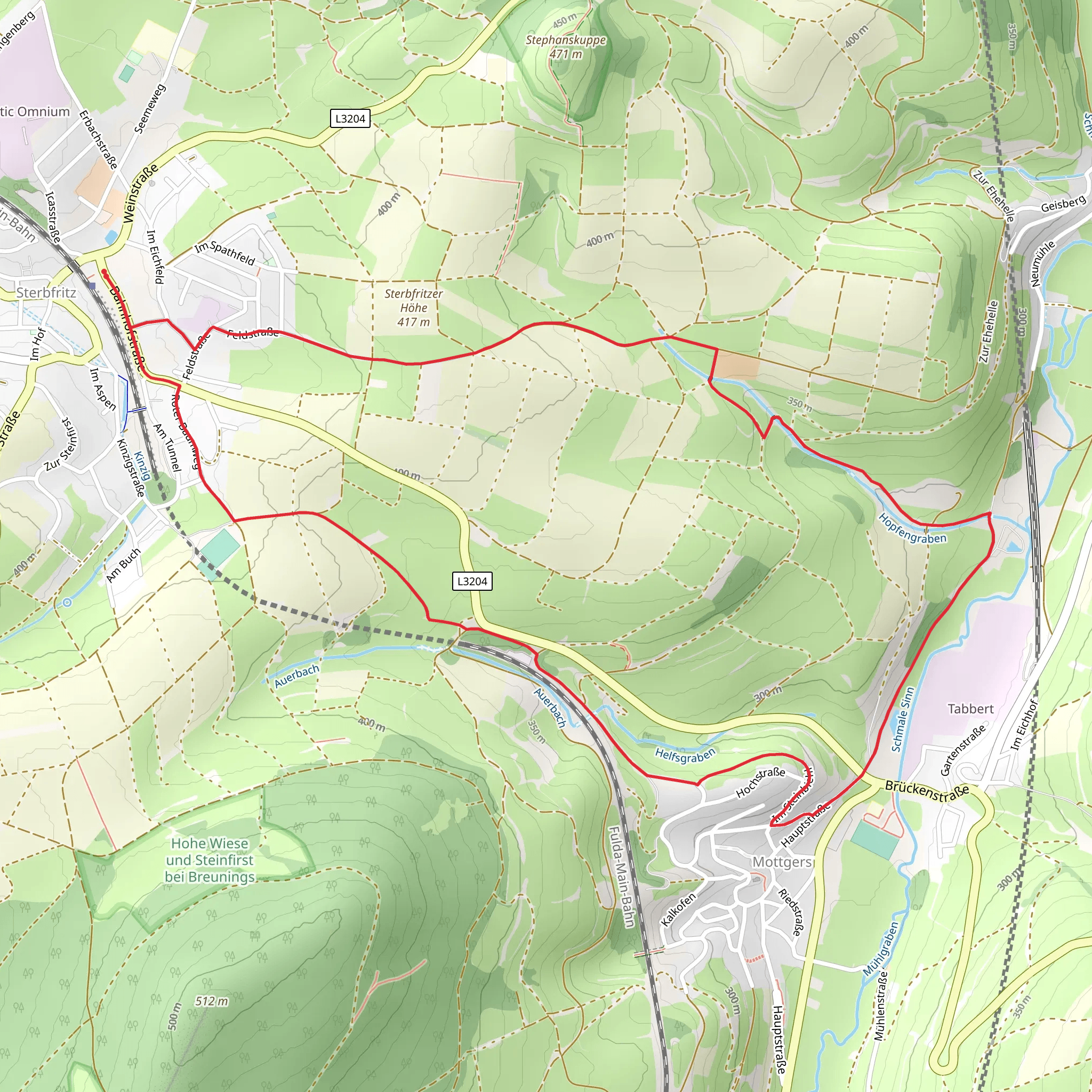 Kreuzbergweg and Sterbfritz Rundweg mobile static map