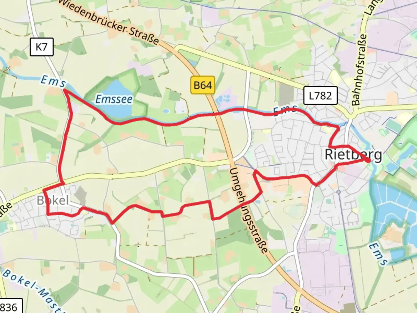 An image depicting the trail Emsee via Grafenschritte and Grenzweg and its surrounding area.