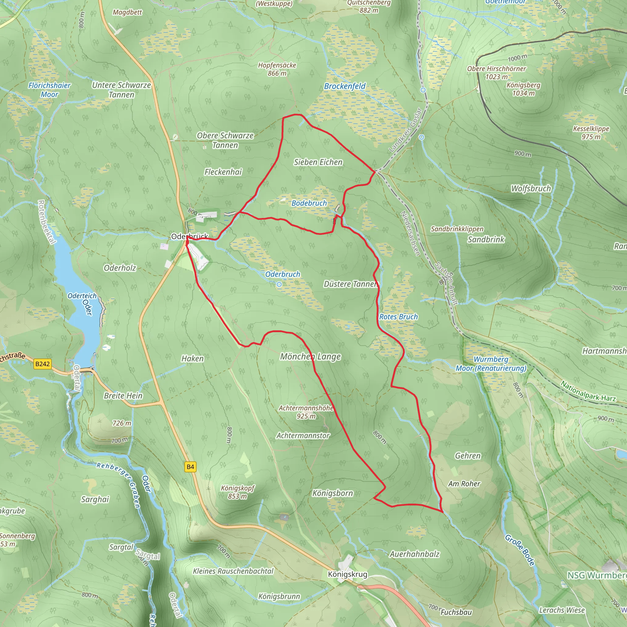 Harzklub Weg and Milliardenweg Loop mobile static map