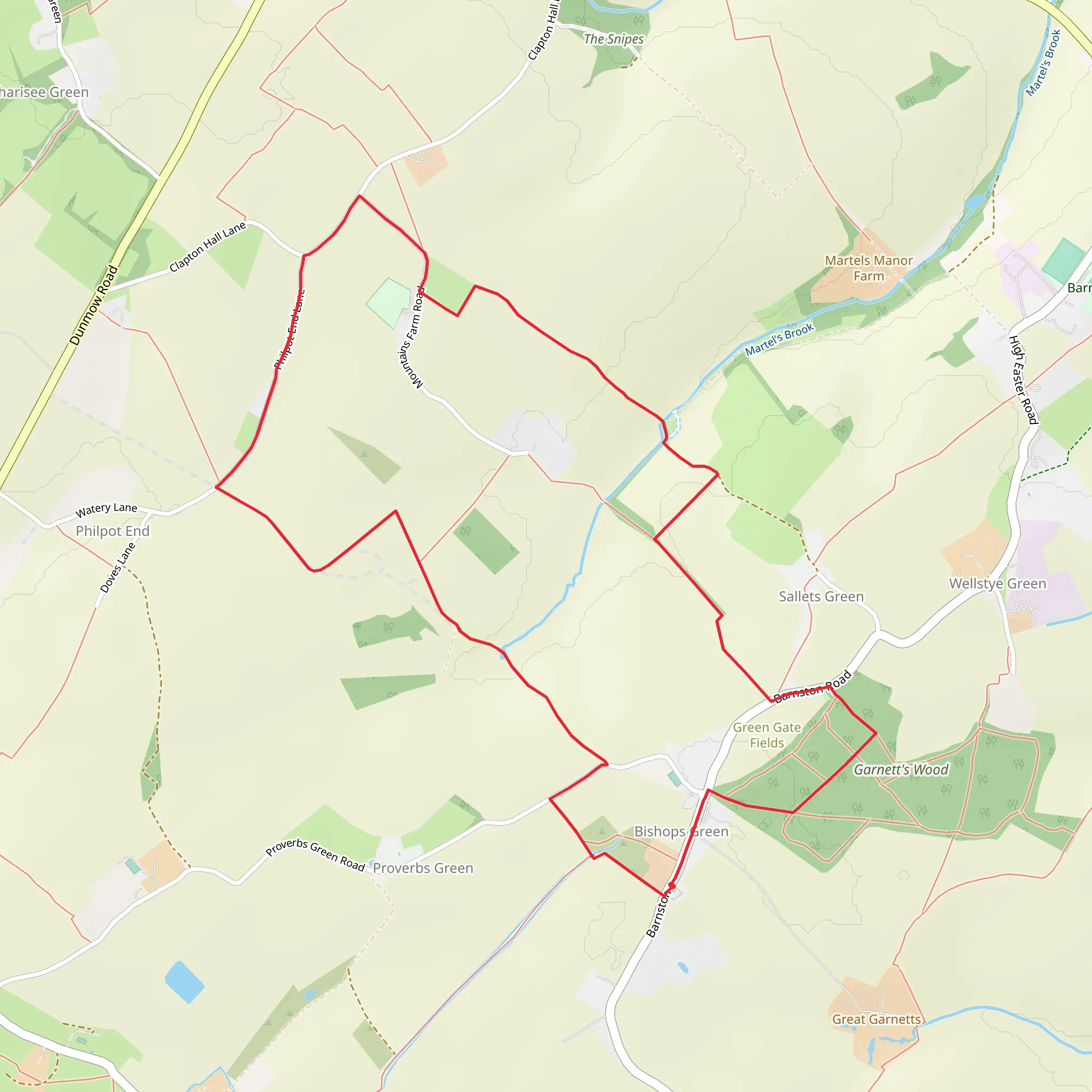 Garnett's Wood in Bishop Green mobile static map