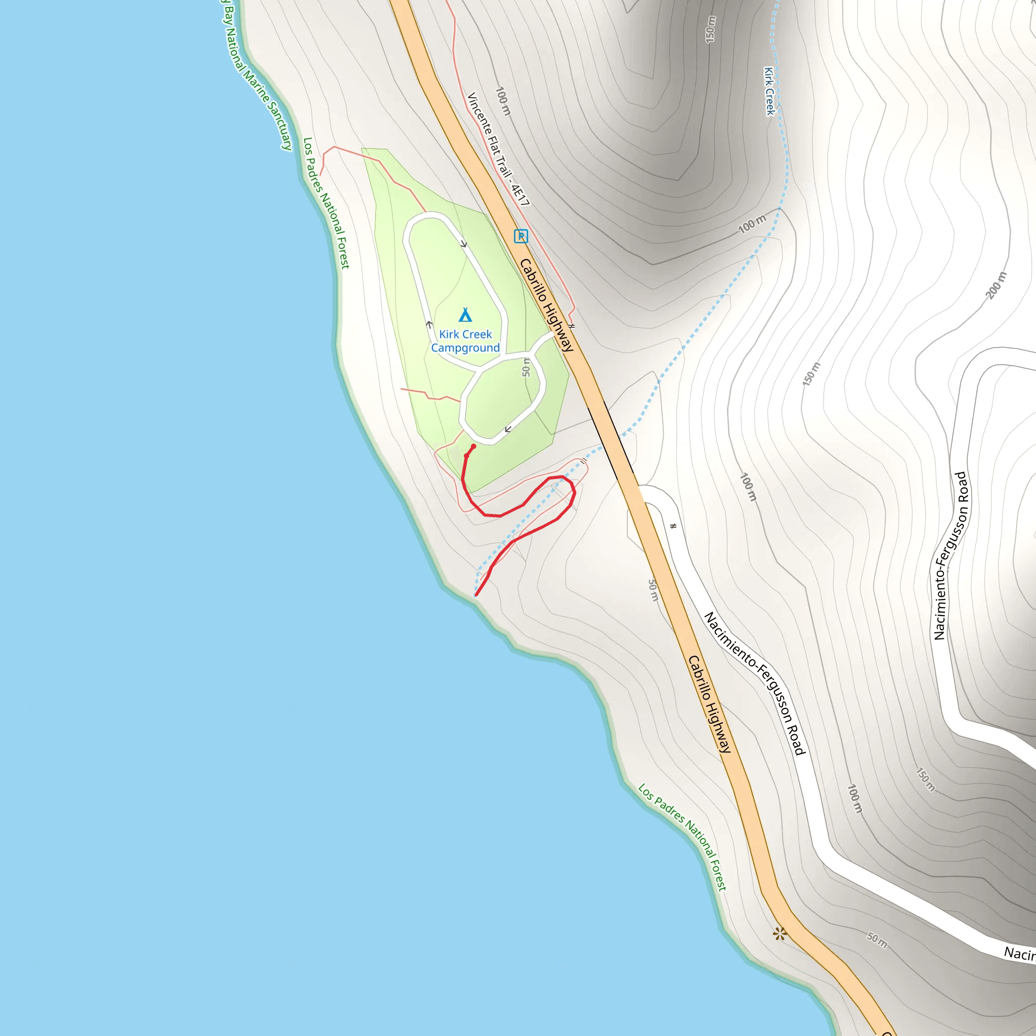 Kirk Creek Campground Trail mobile static map
