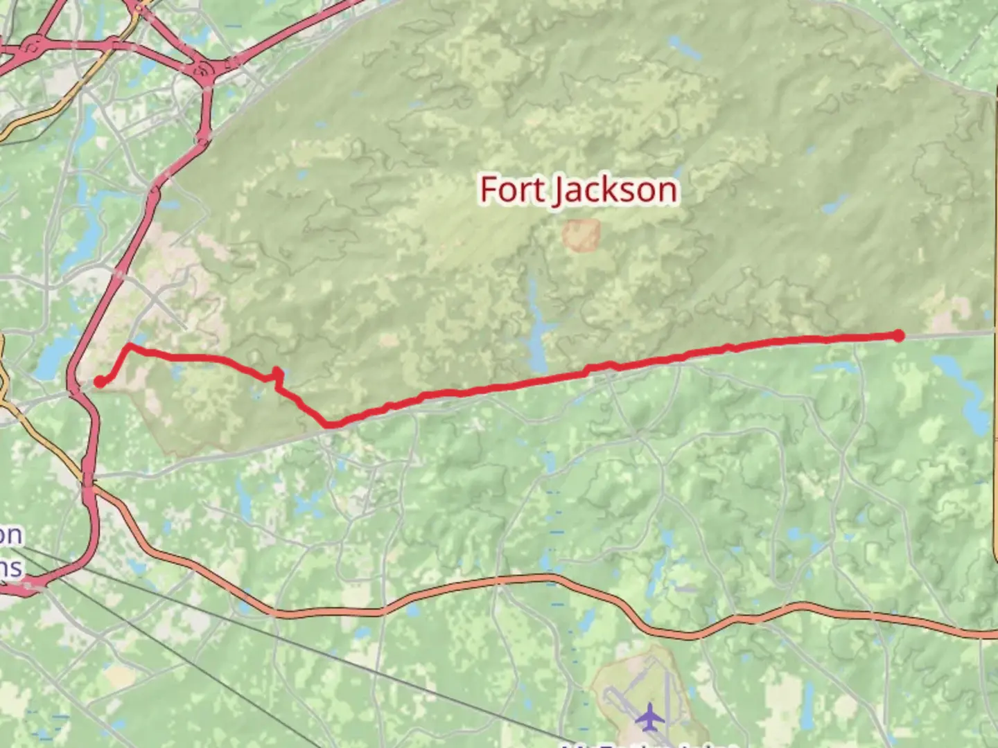 An image depicting the trail Palmetto Trail from Leesburg and its surrounding area.