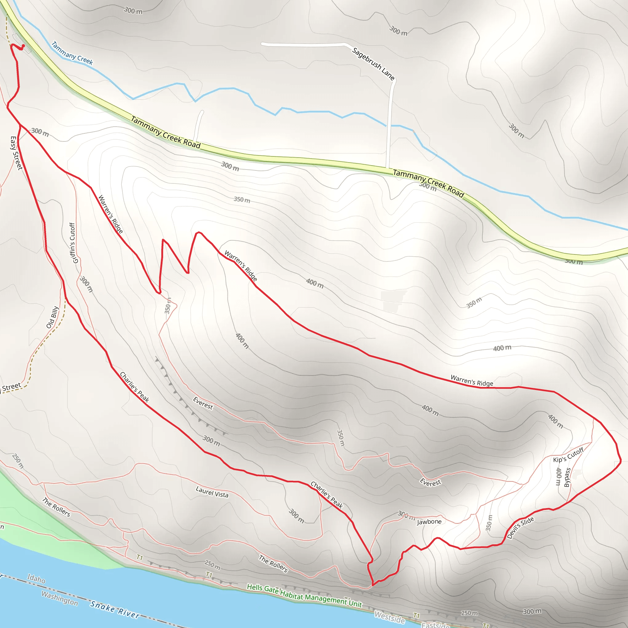 Warren's Ridge and Charlie's Peak Loop mobile static map