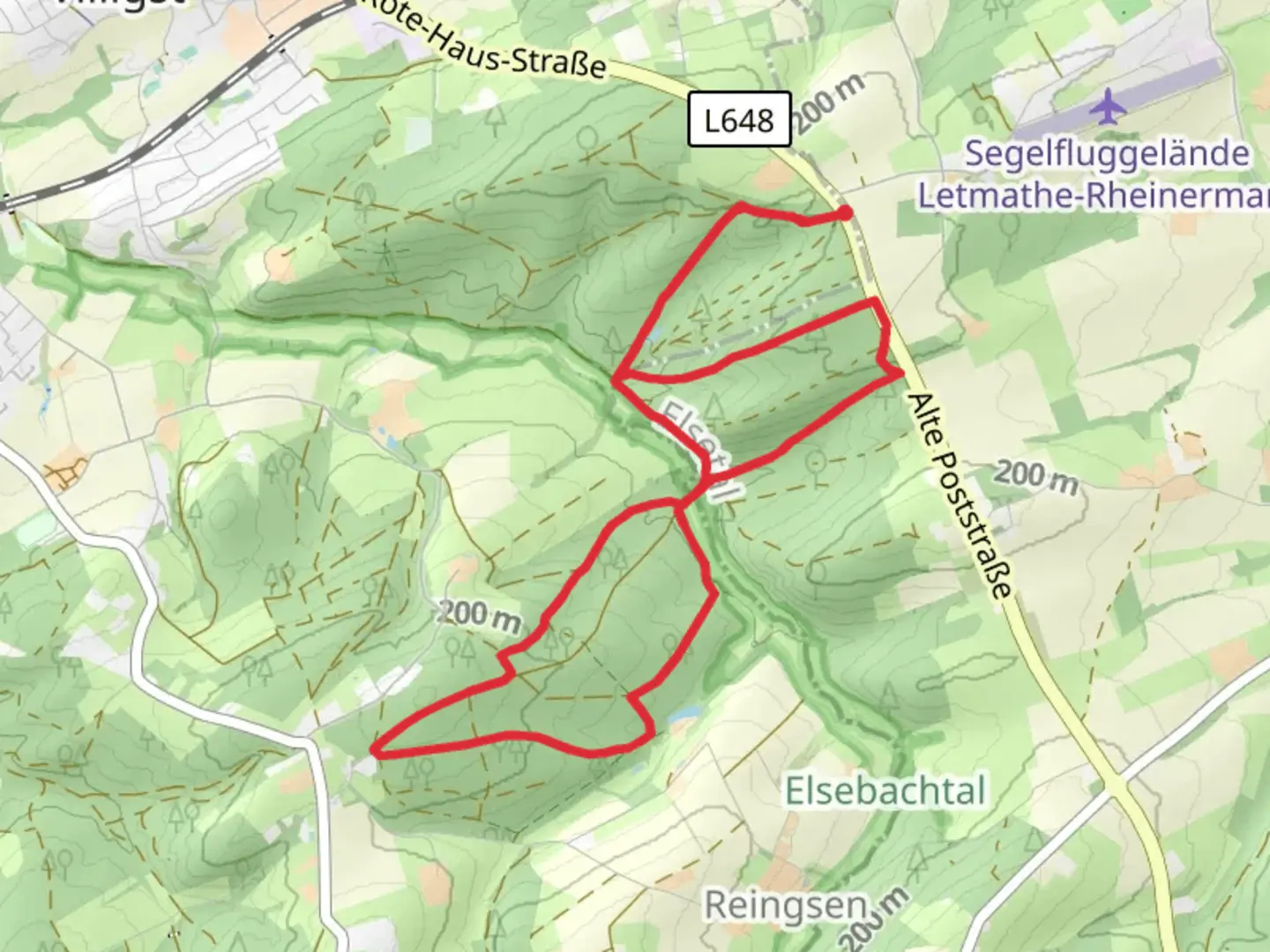 An image depicting the trail Schüttholz and Papenberg Loop via Elsebad Rundweg A7 and its surrounding area.