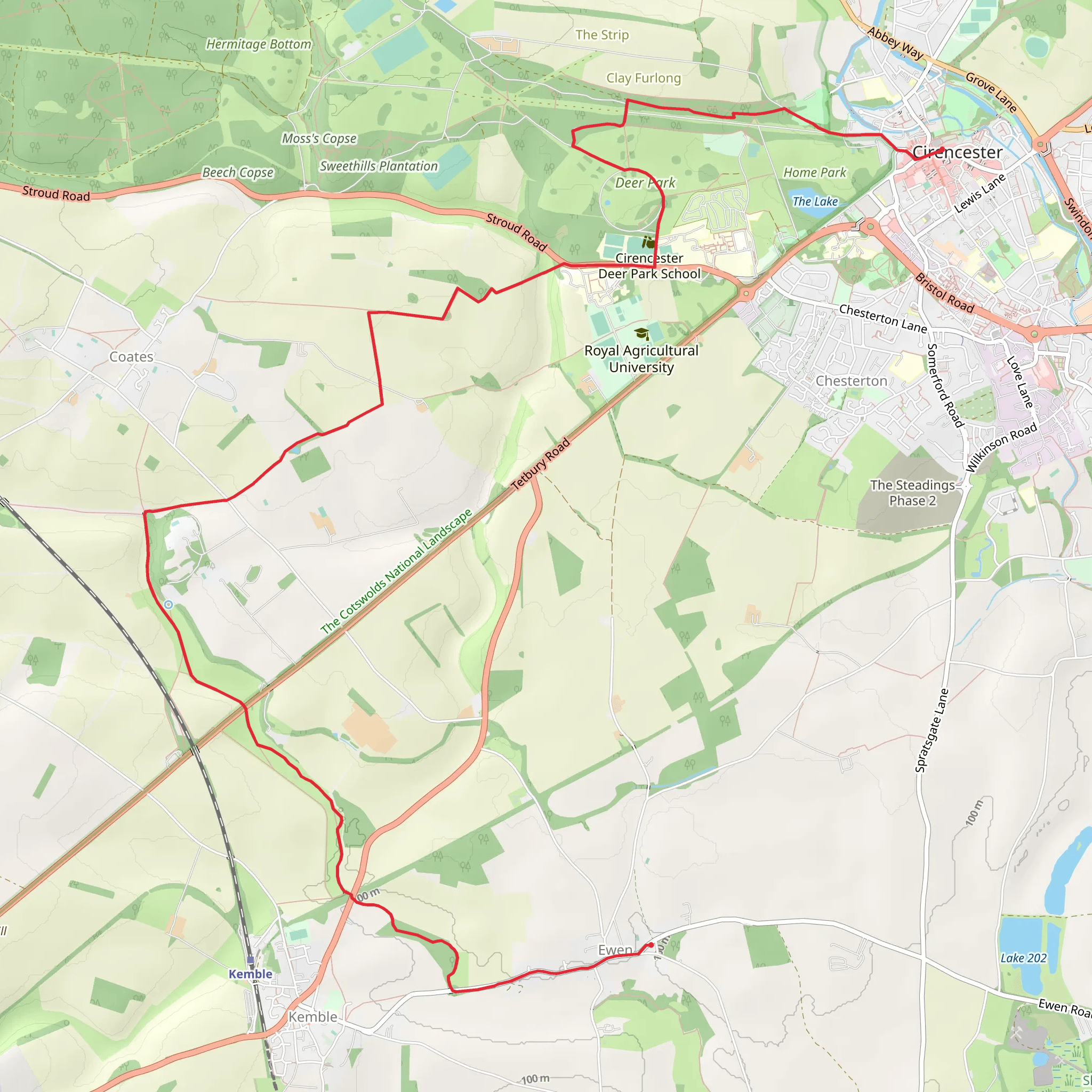 Ewen and Cirencester Park Walk mobile static map