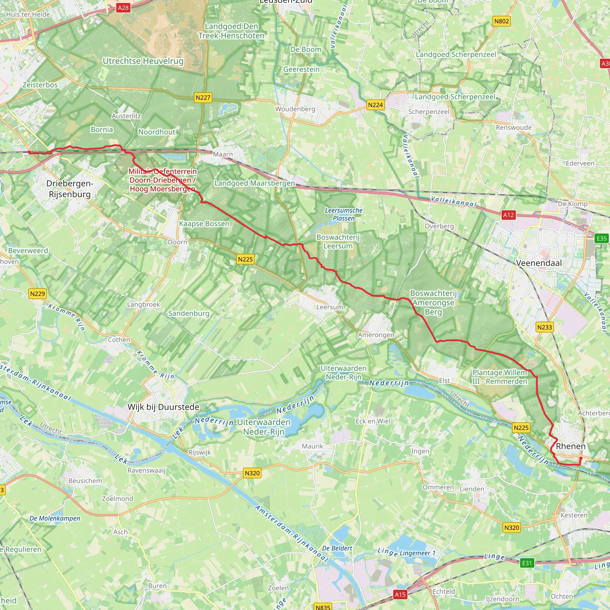 Driebergen Zeist to Zwarte Weg via Reumers Weg And Amerongse Berg mobile static map