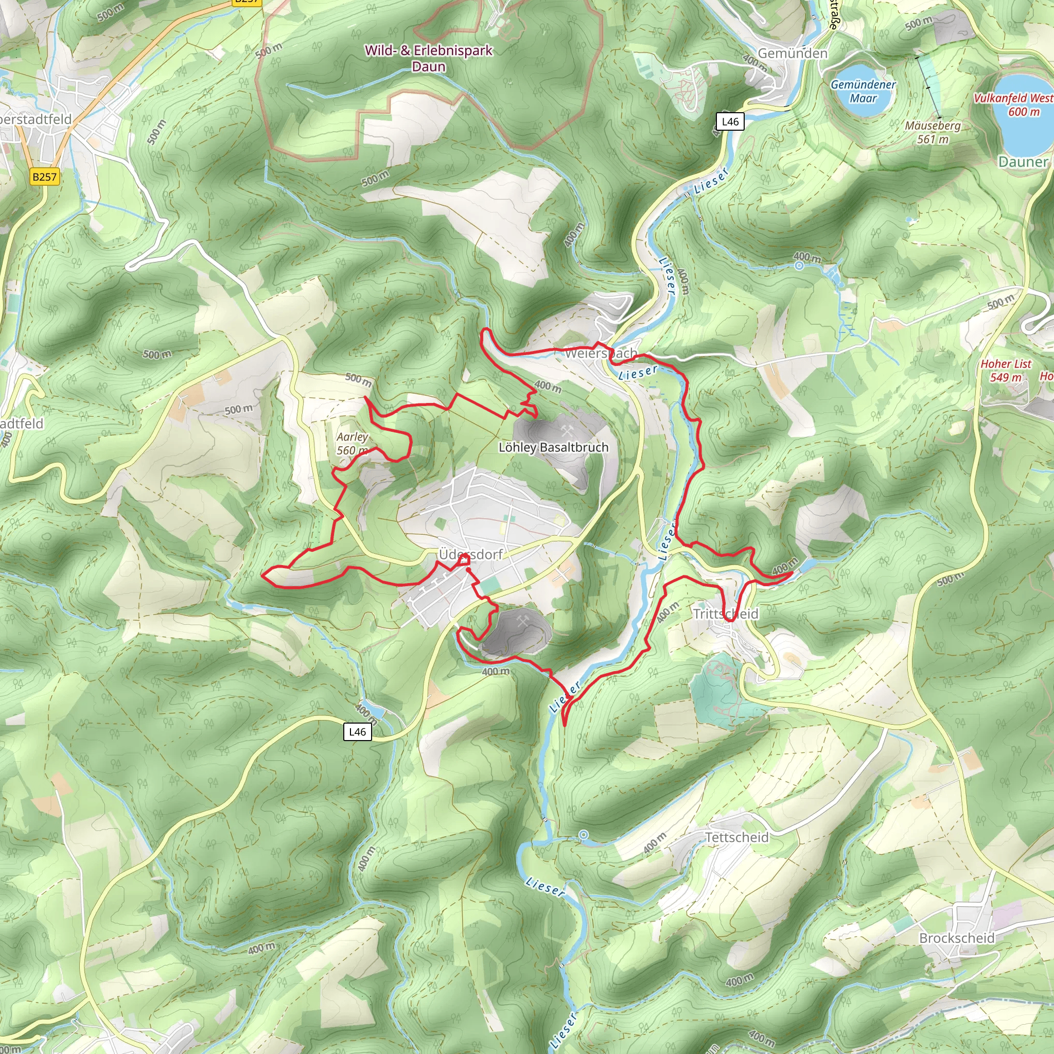 HeimatSpur Wasser Felsenweg and Lieserpfad Loop mobile static map