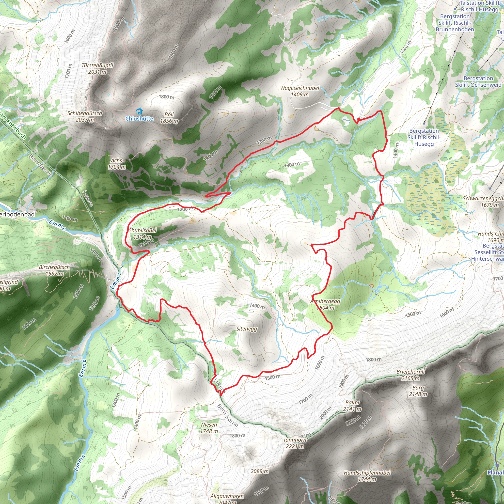 Salwideli - Arniberg - Tannigsbode - Salwideli mobile static map