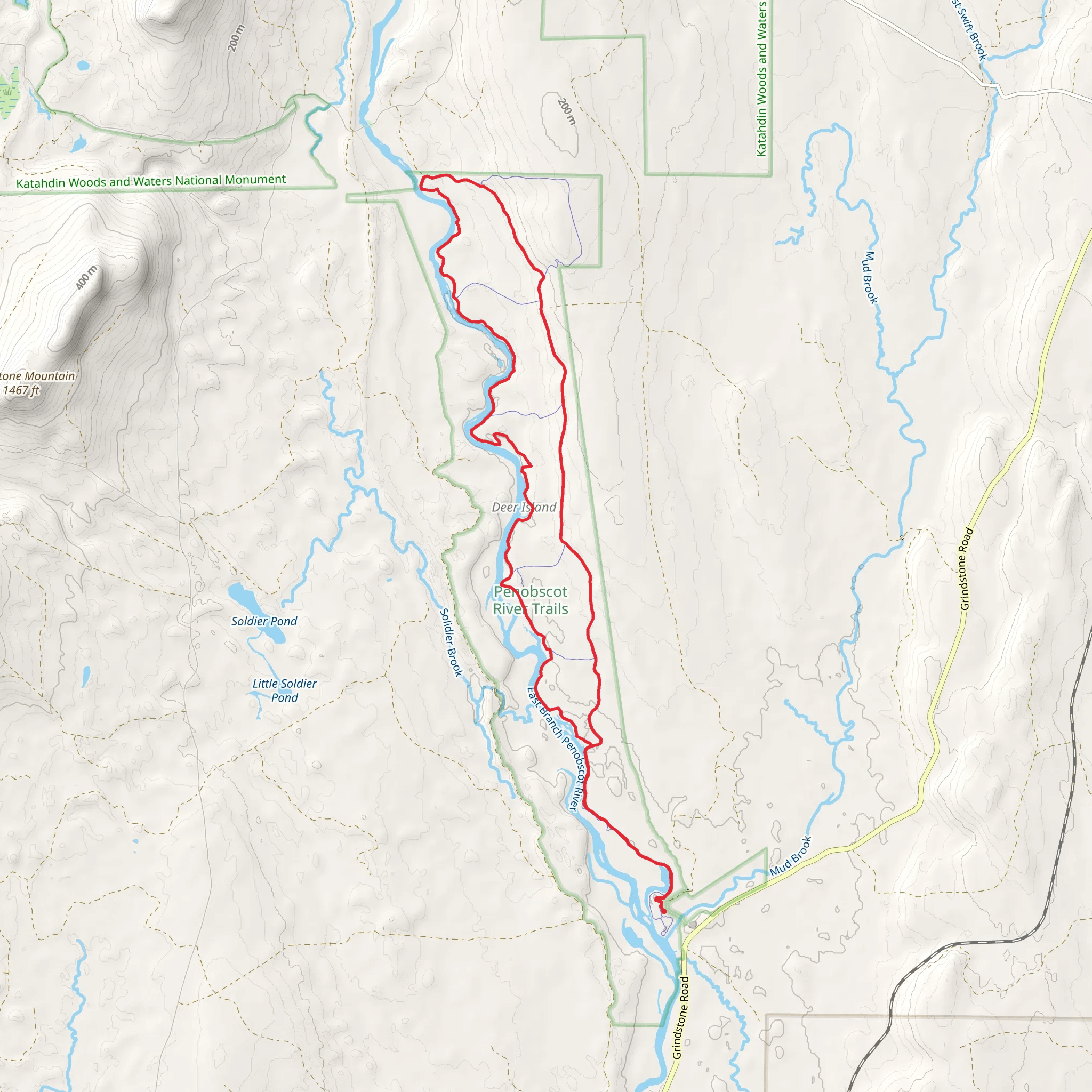 East Branch Penobscot River Loop via Silver Maple Trail mobile static map