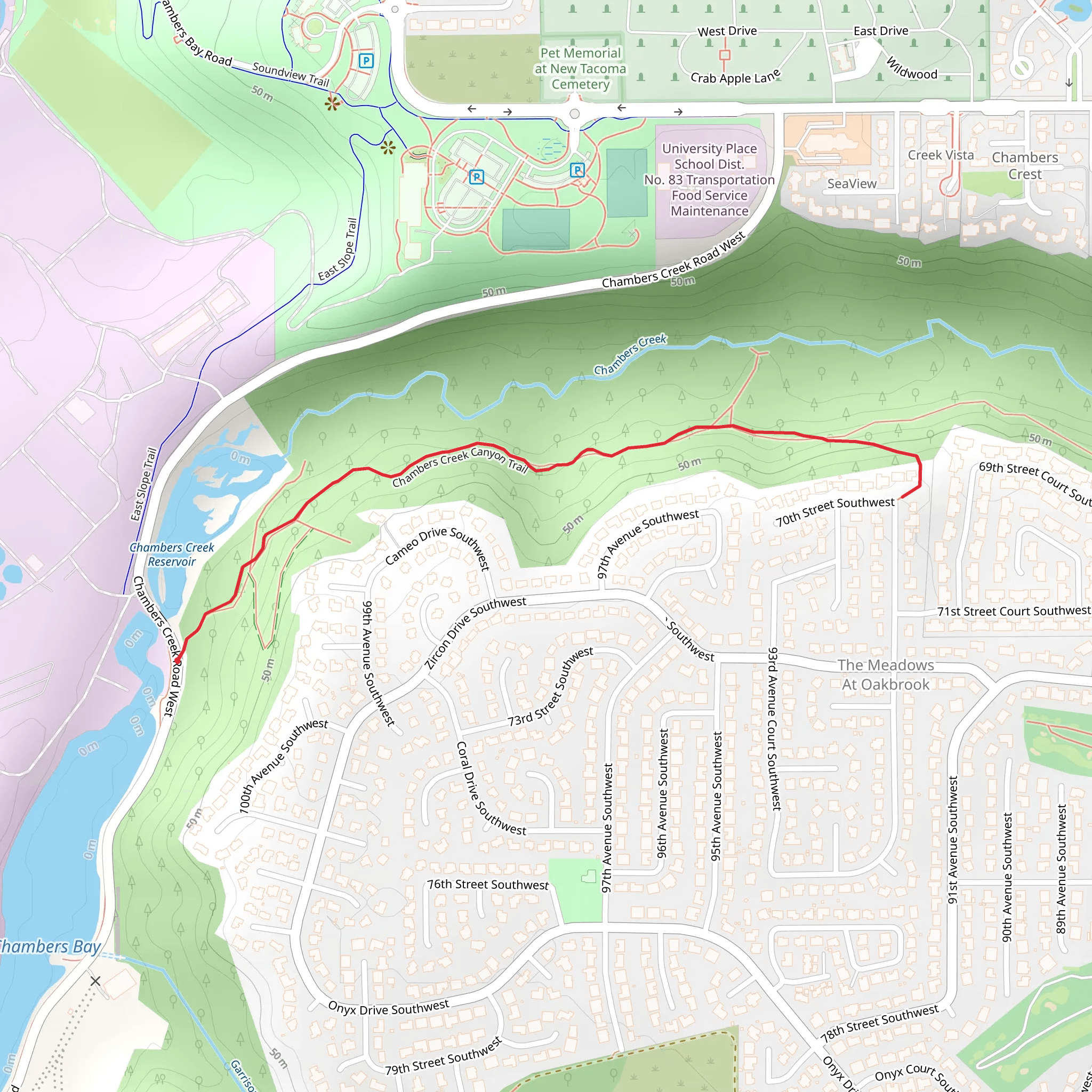 Chambers Creek Trail mobile static map