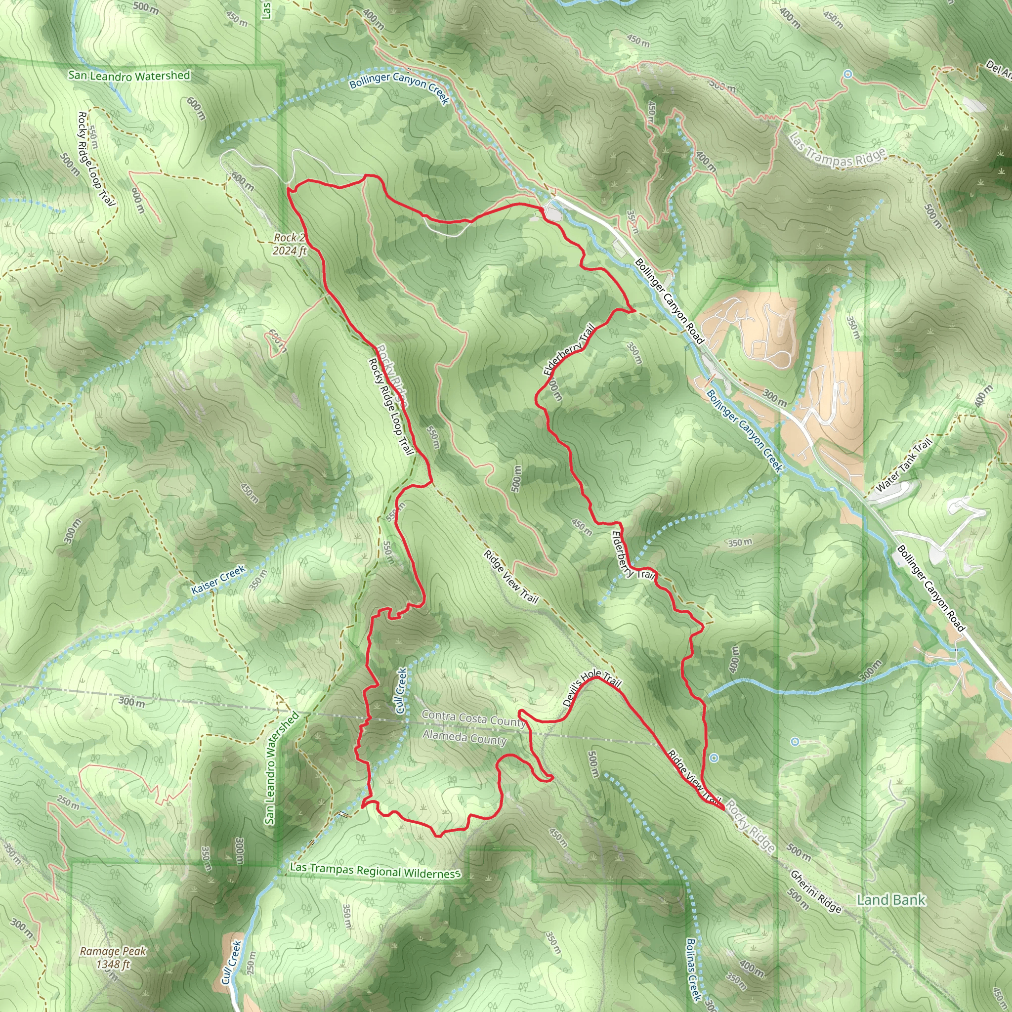 Elderberry Trail, Sycamore Trail and Rocky Ridge View Trail mobile static map