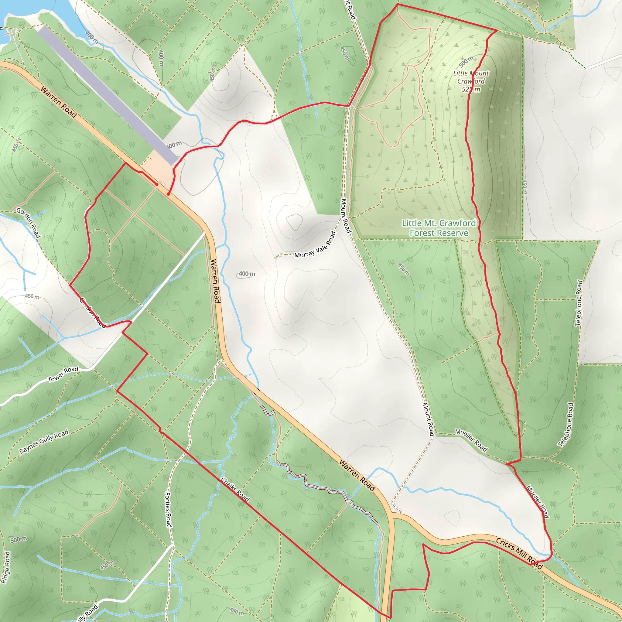 Heysen Trail Loop through Mount Crawford mobile static map