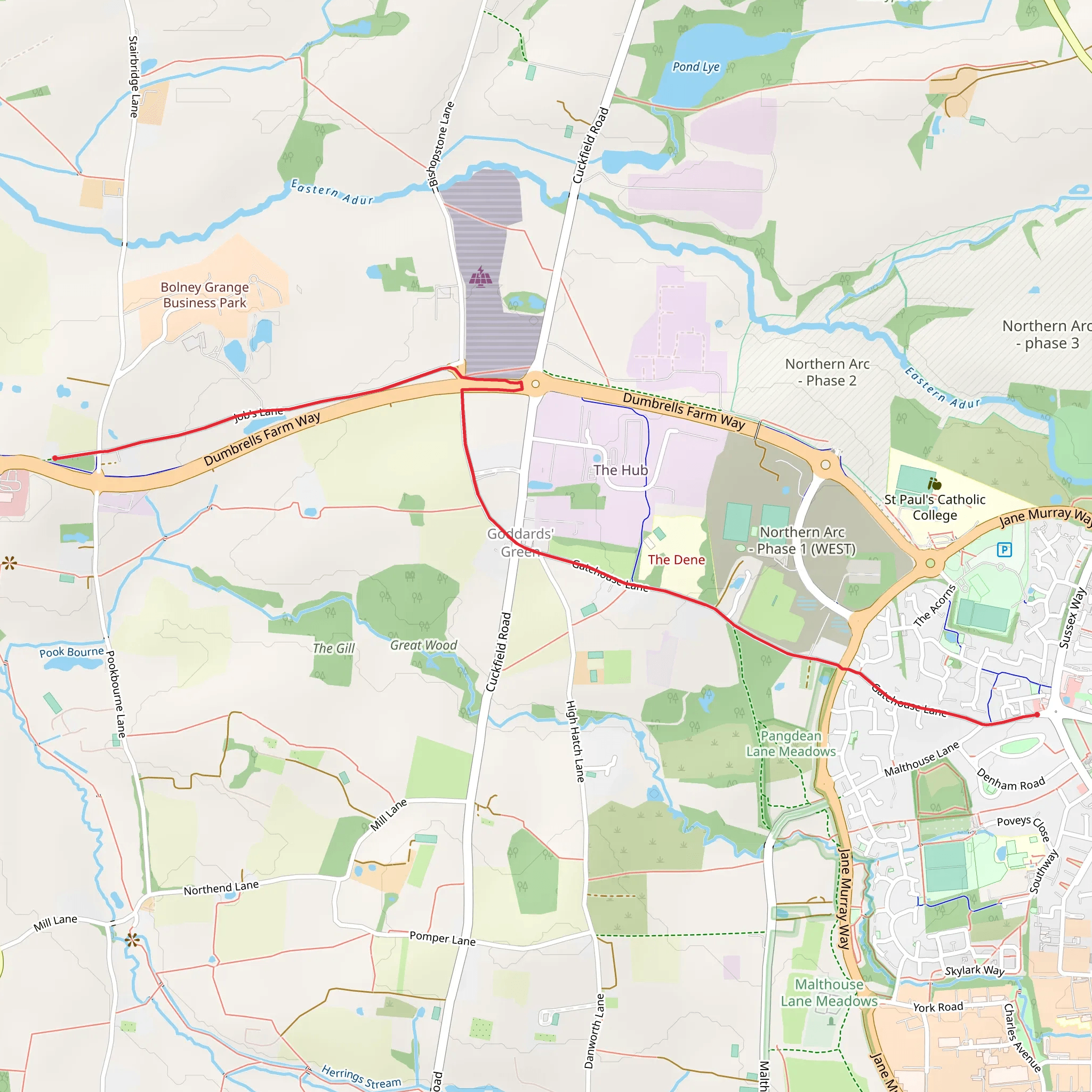 Gatehouse Lane Walk - Goddards Green mobile static map