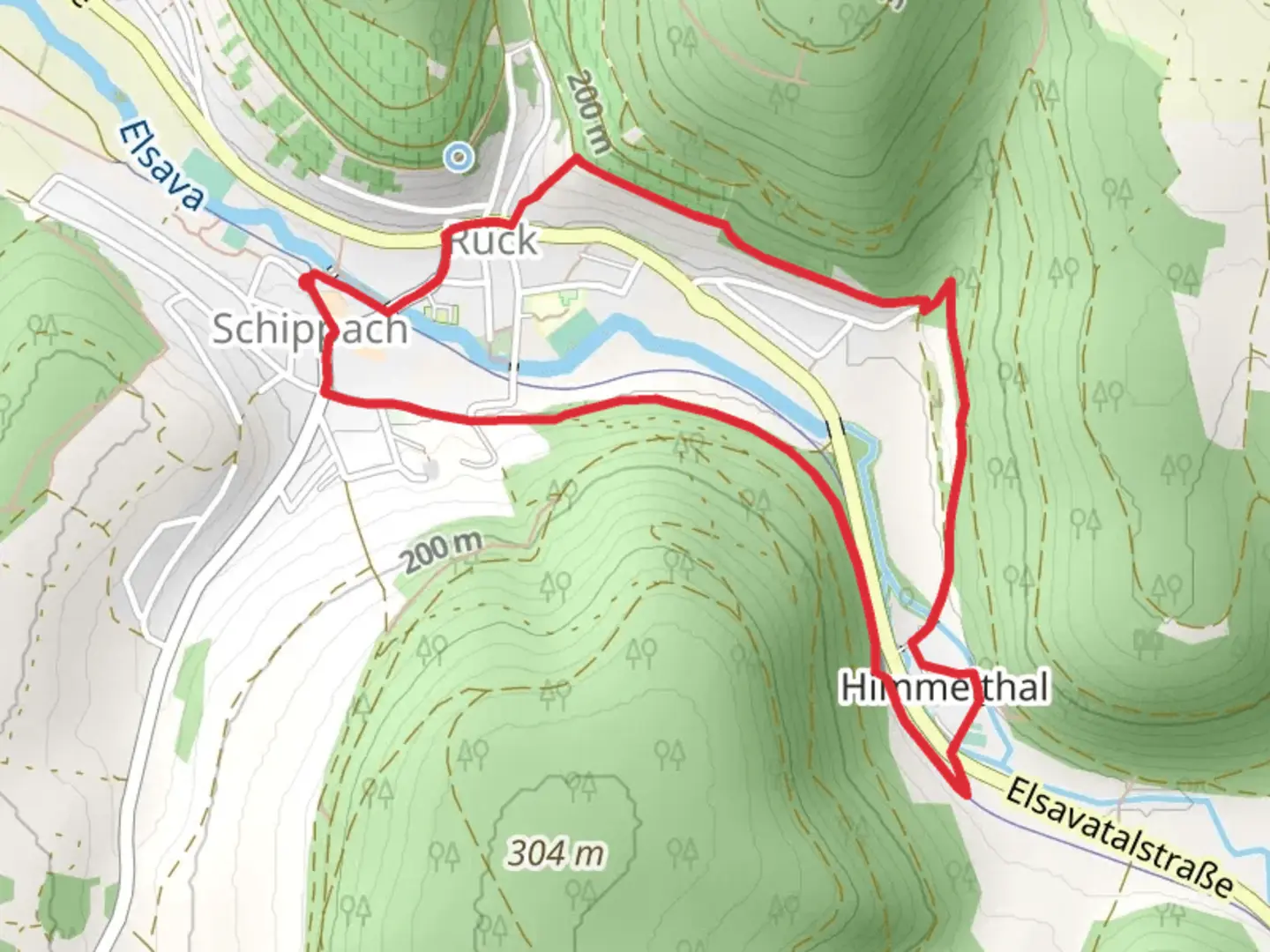 An image depicting the trail Schippach to Himmelthal Loop and its surrounding area.
