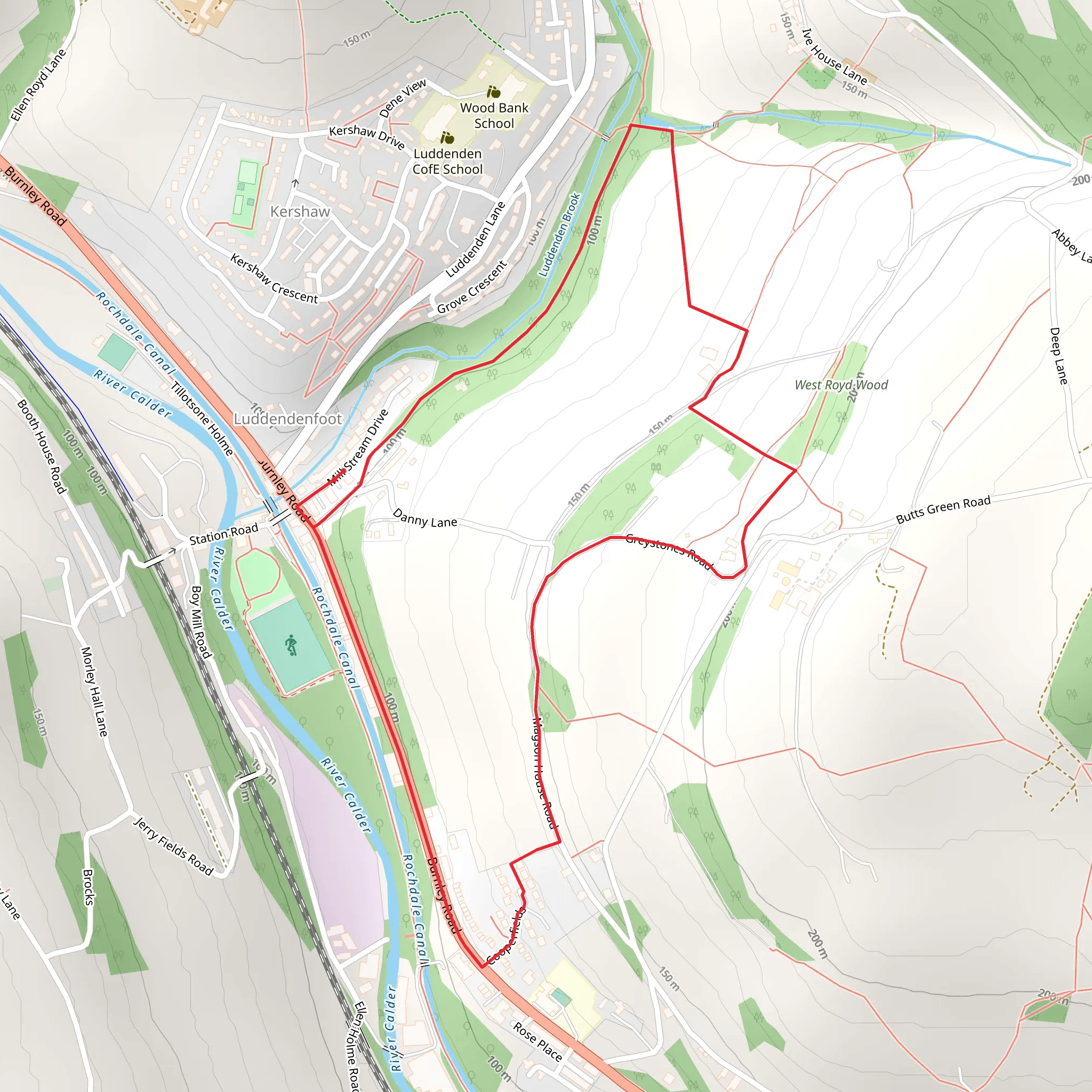 Luddenden Brook Loop mobile static map
