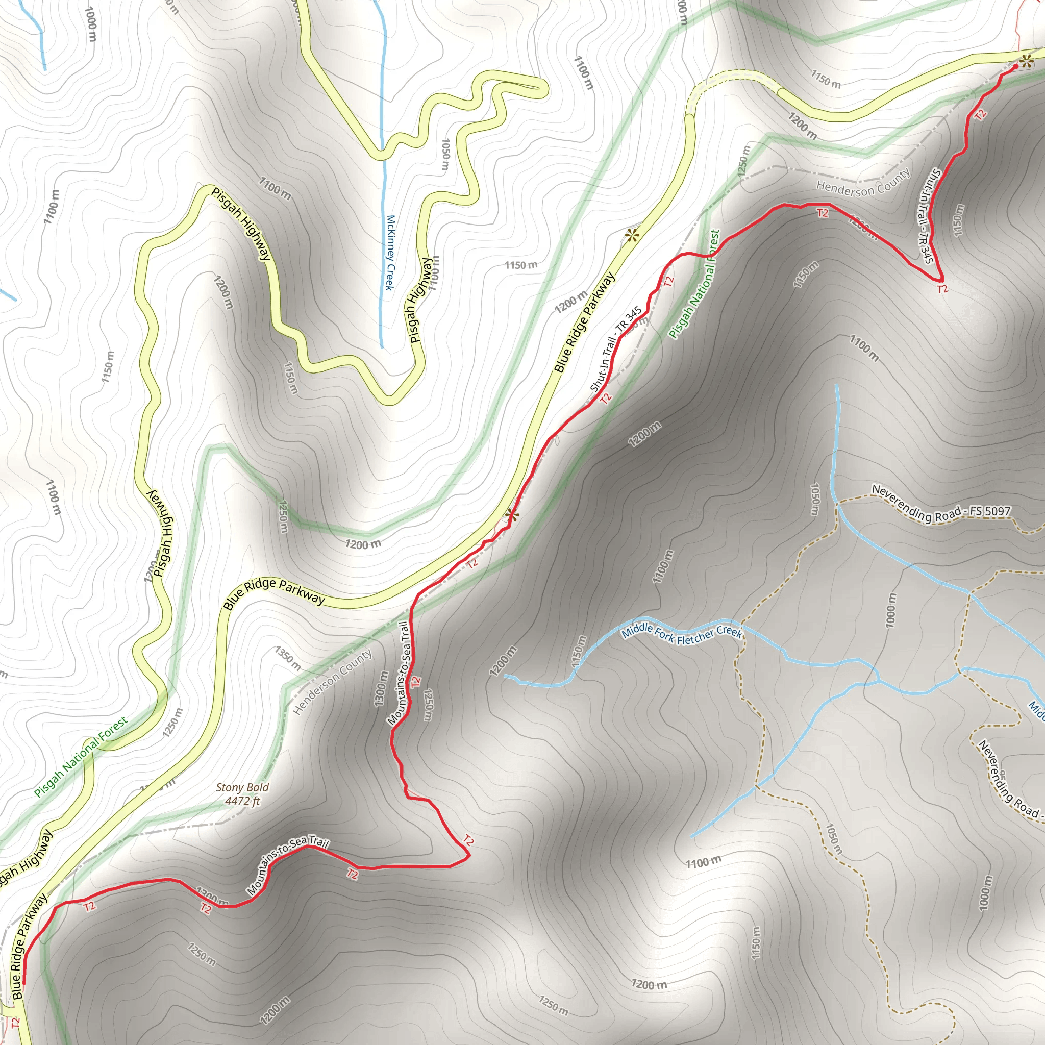 Shut-In Trail - Fork Mountain mobile static map