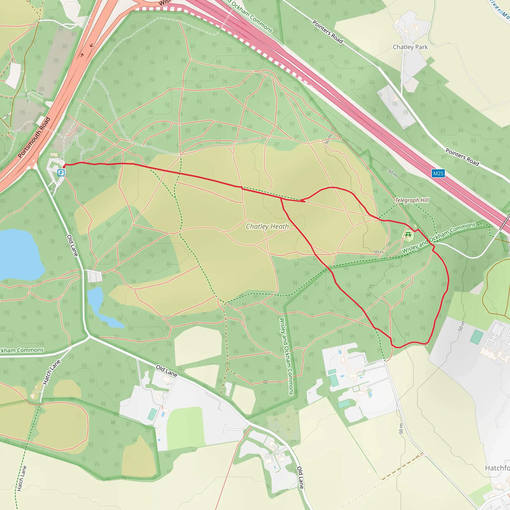 Hatchford Wood Loop mobile static map