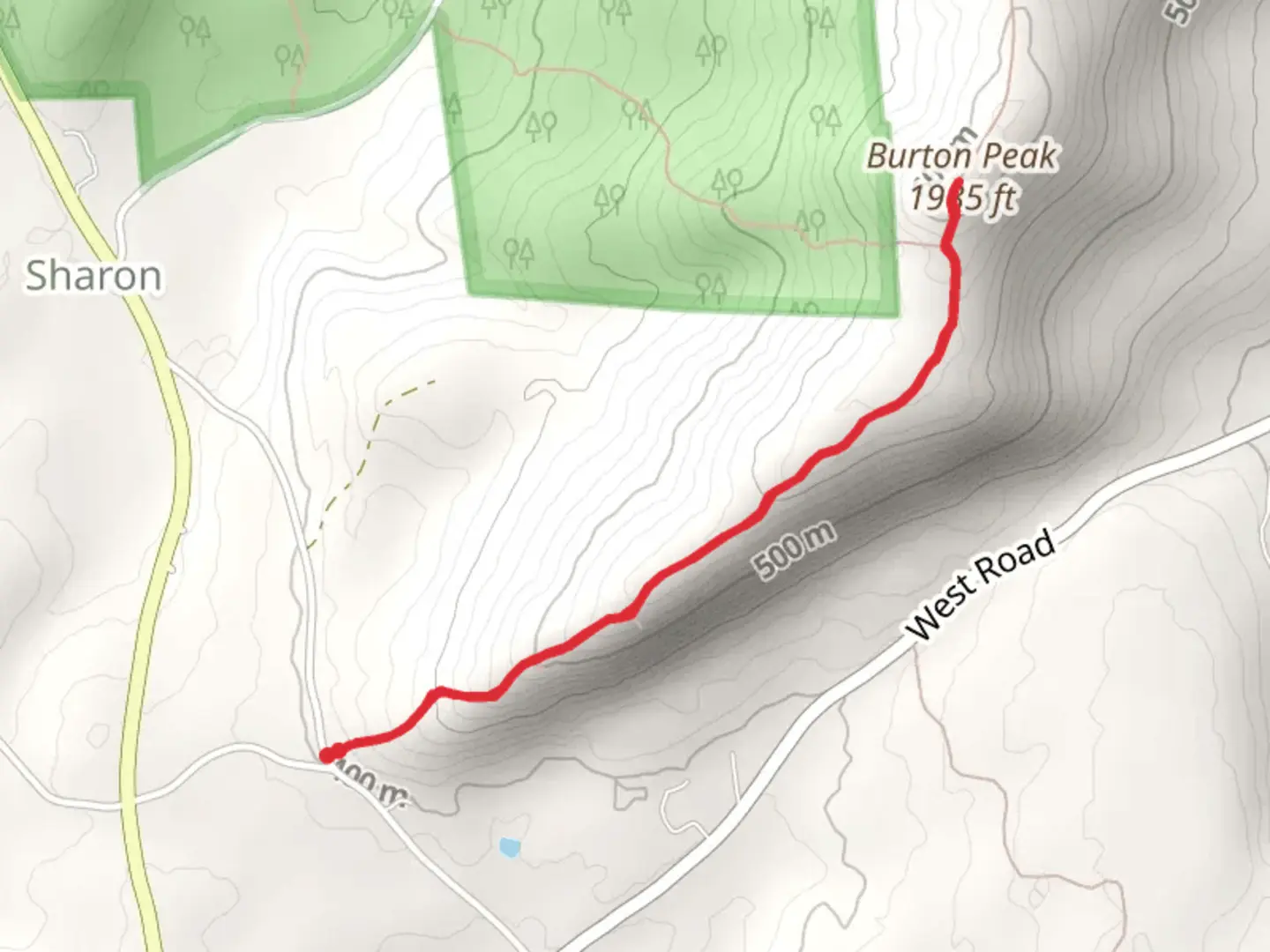 An image depicting the trail Burton Peak from Temple Road and its surrounding area.