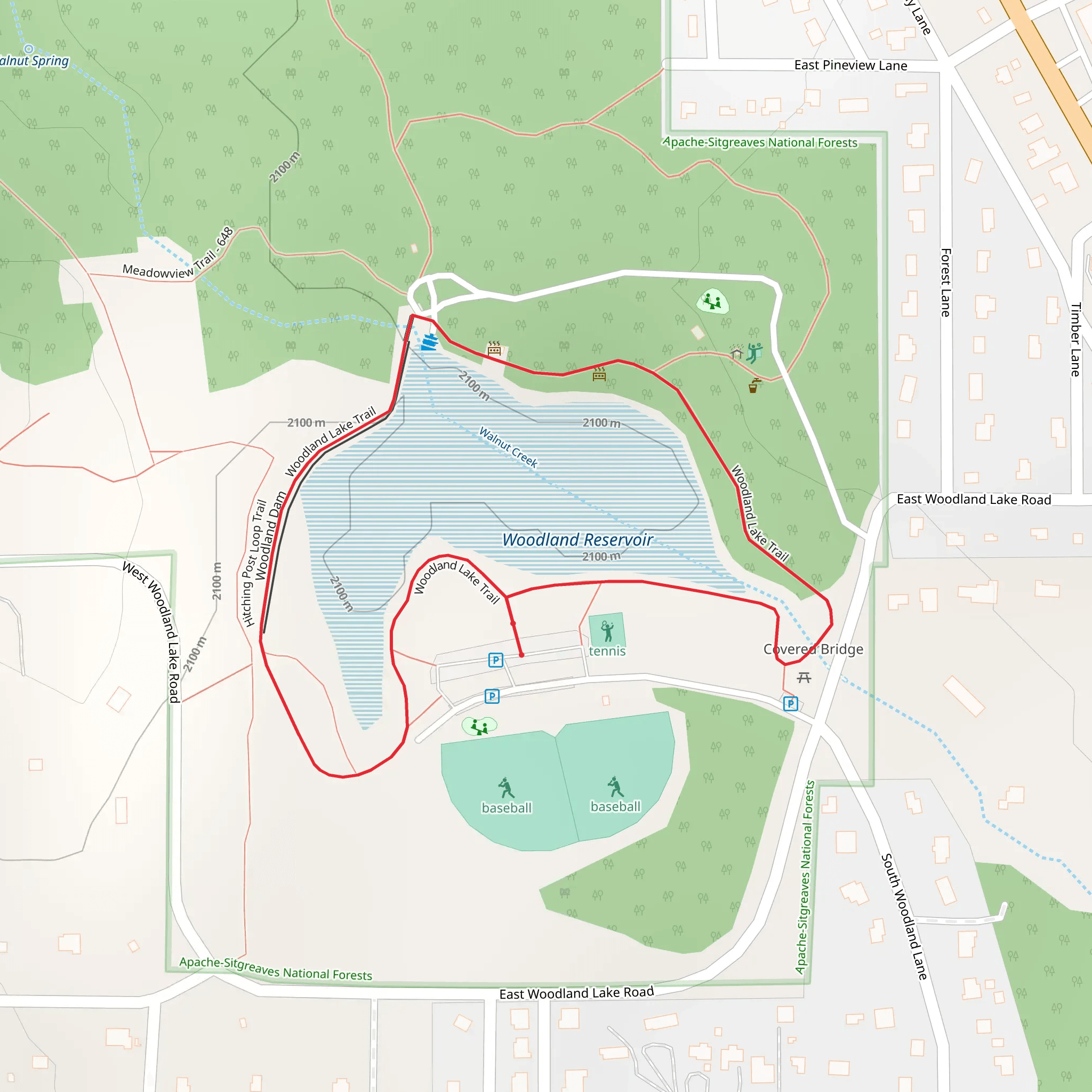 Woodland Lake Trail mobile static map