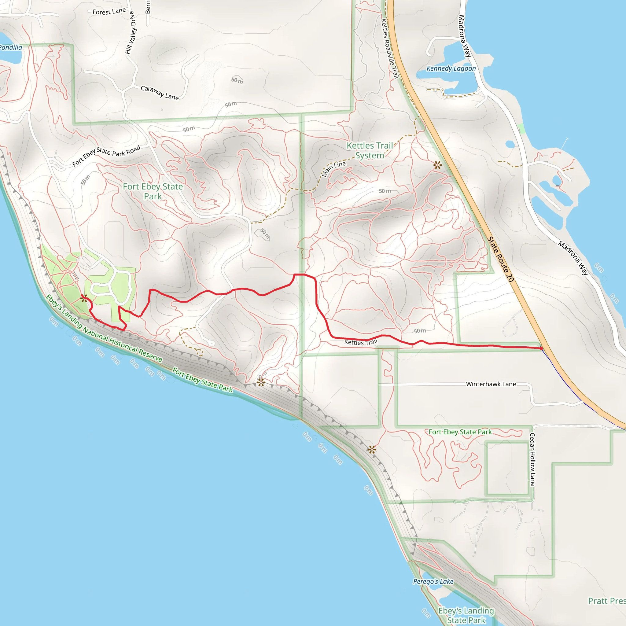 Kettles Trail and Bluff Trail mobile static map