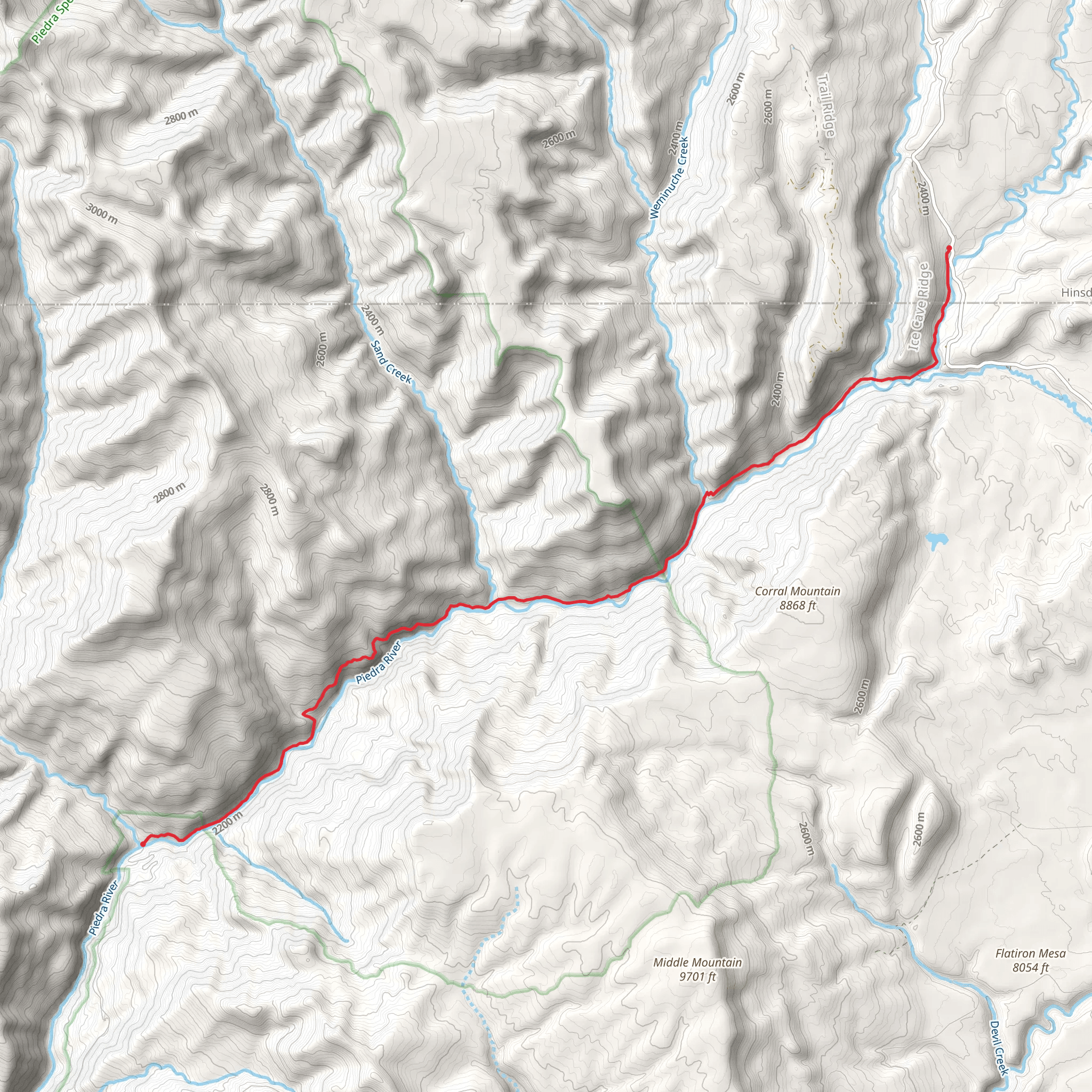 Piedra River Trail mobile static map