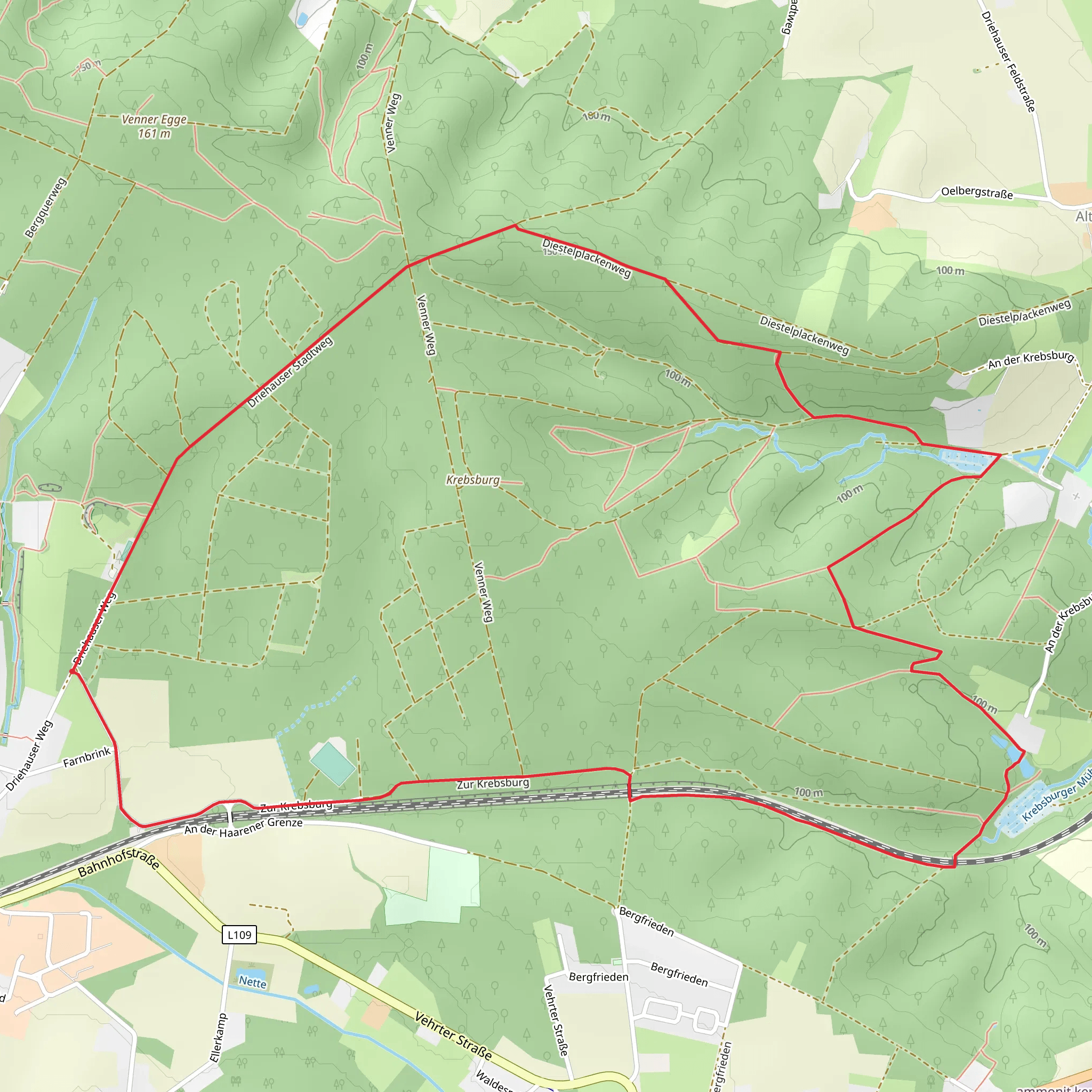 Krebsburger Wald and Wittekindsweg mobile static map