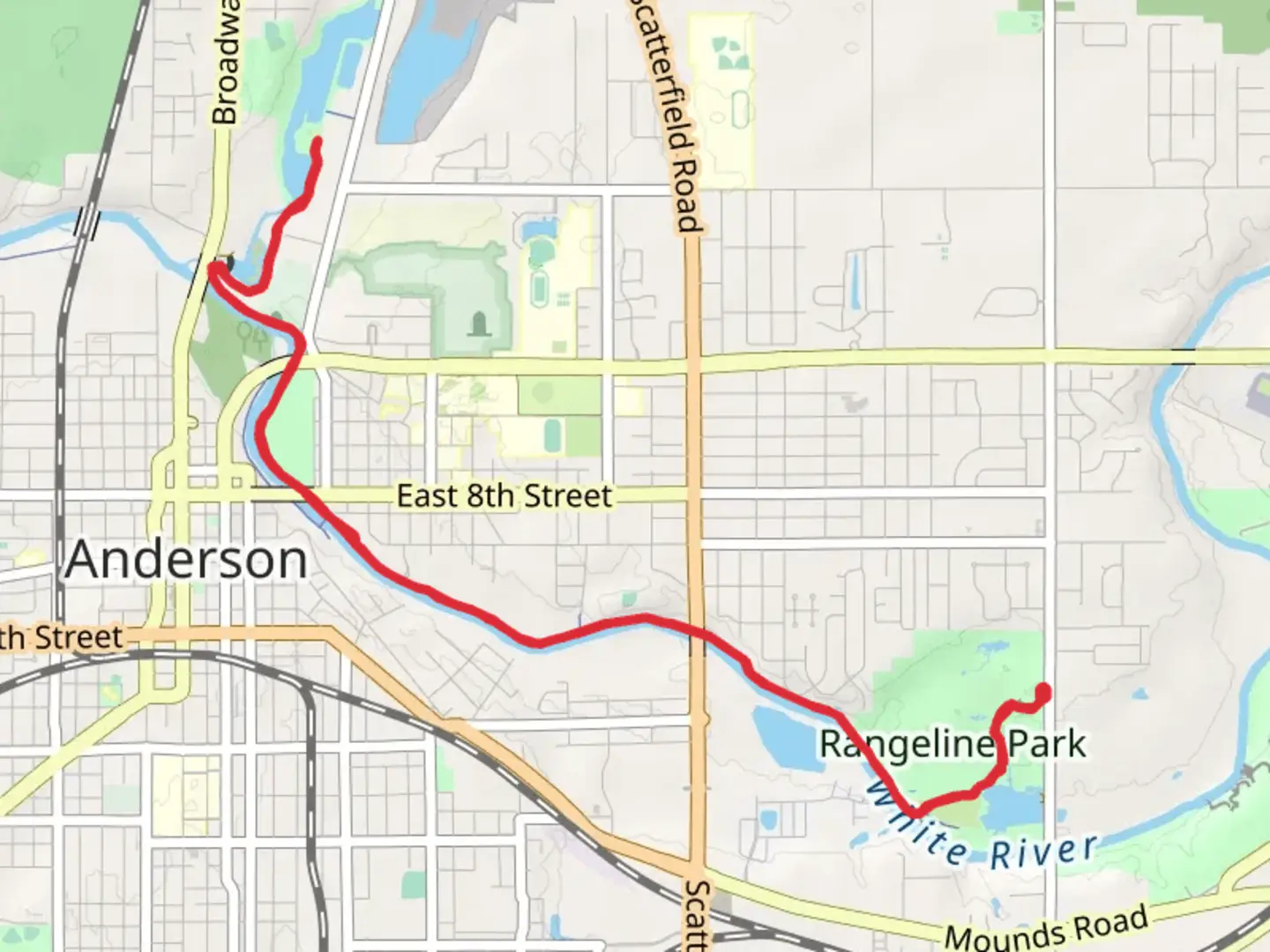 An image depicting the trail White River - Parks Riverwalk and its surrounding area.