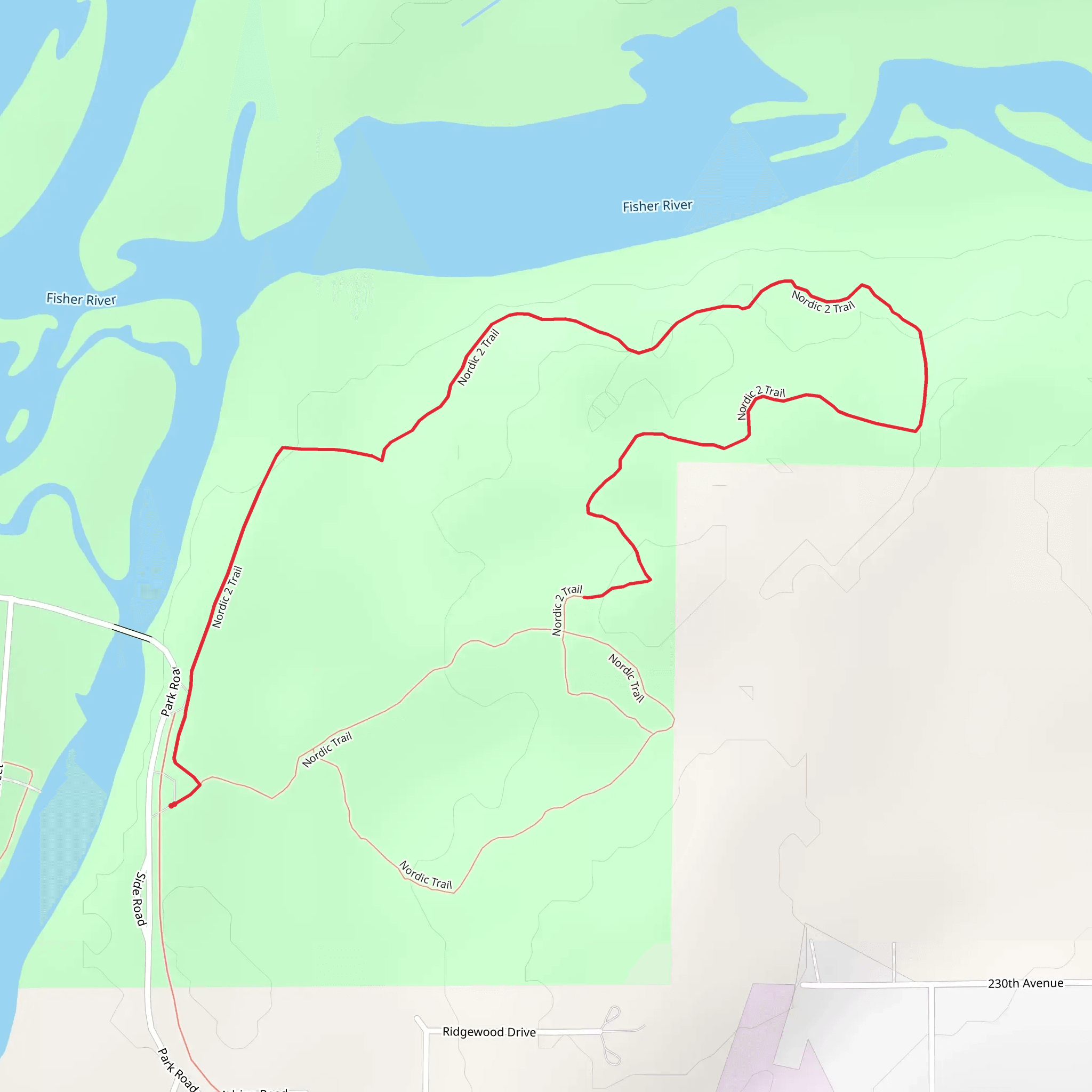 Nordic 2 Trail in Brunet Island State Park mobile static map