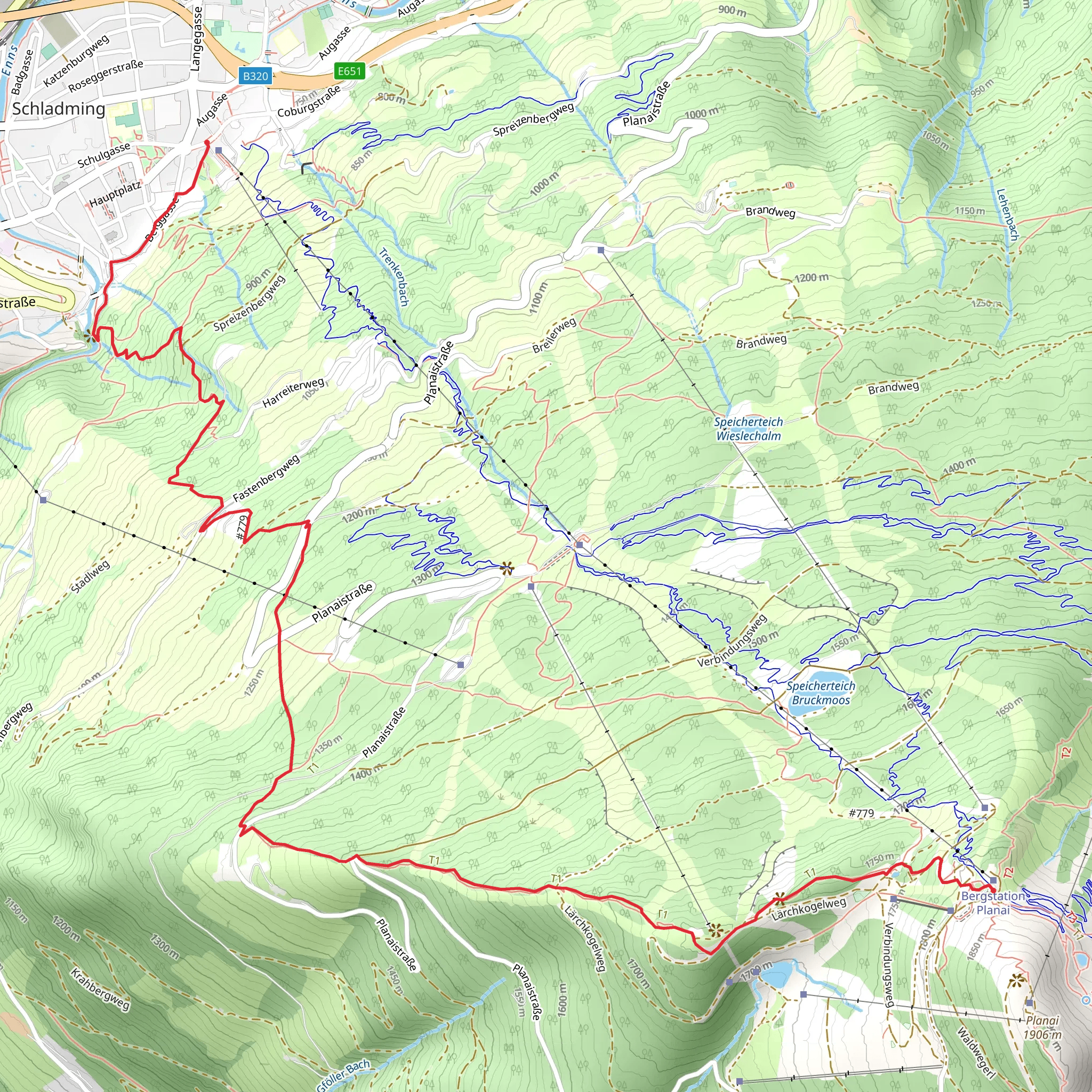 From Planai to Schladming mobile static map