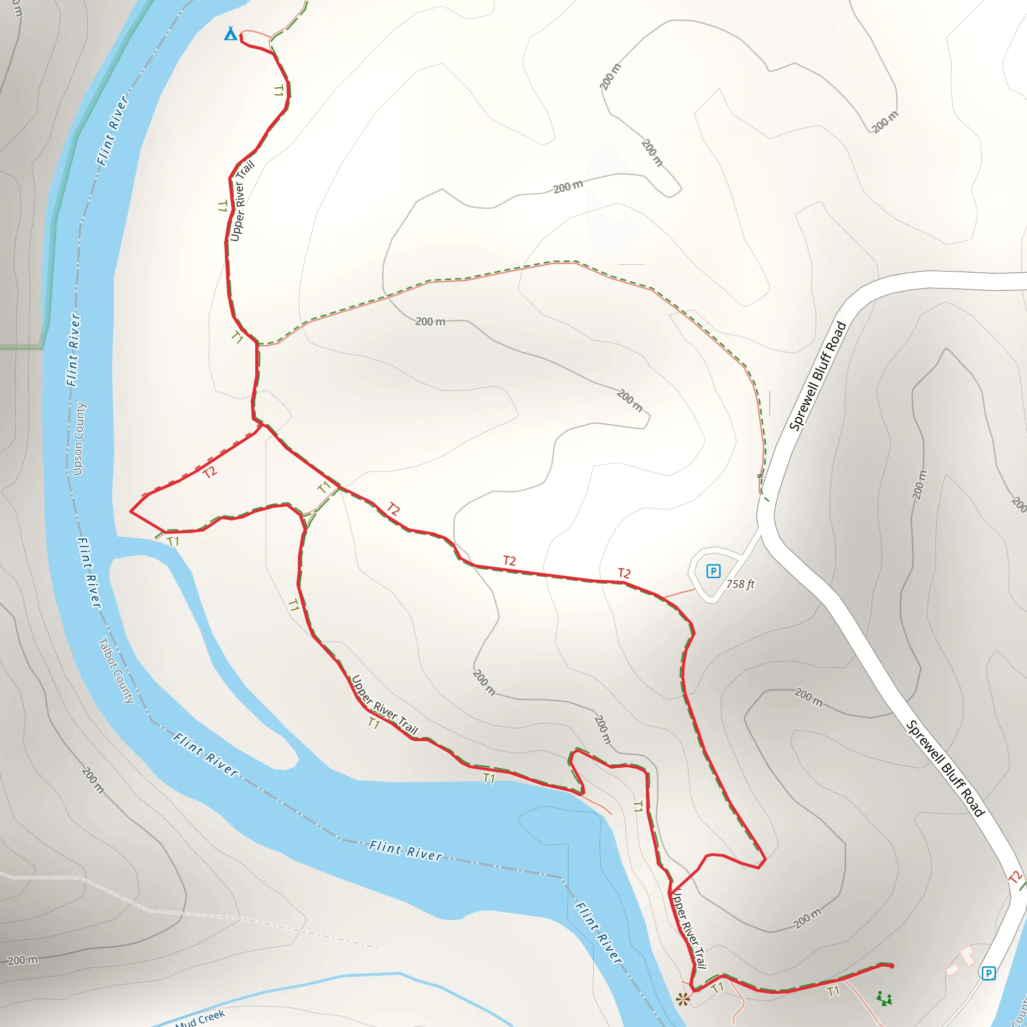 Flint River - Upper River Trail mobile static map