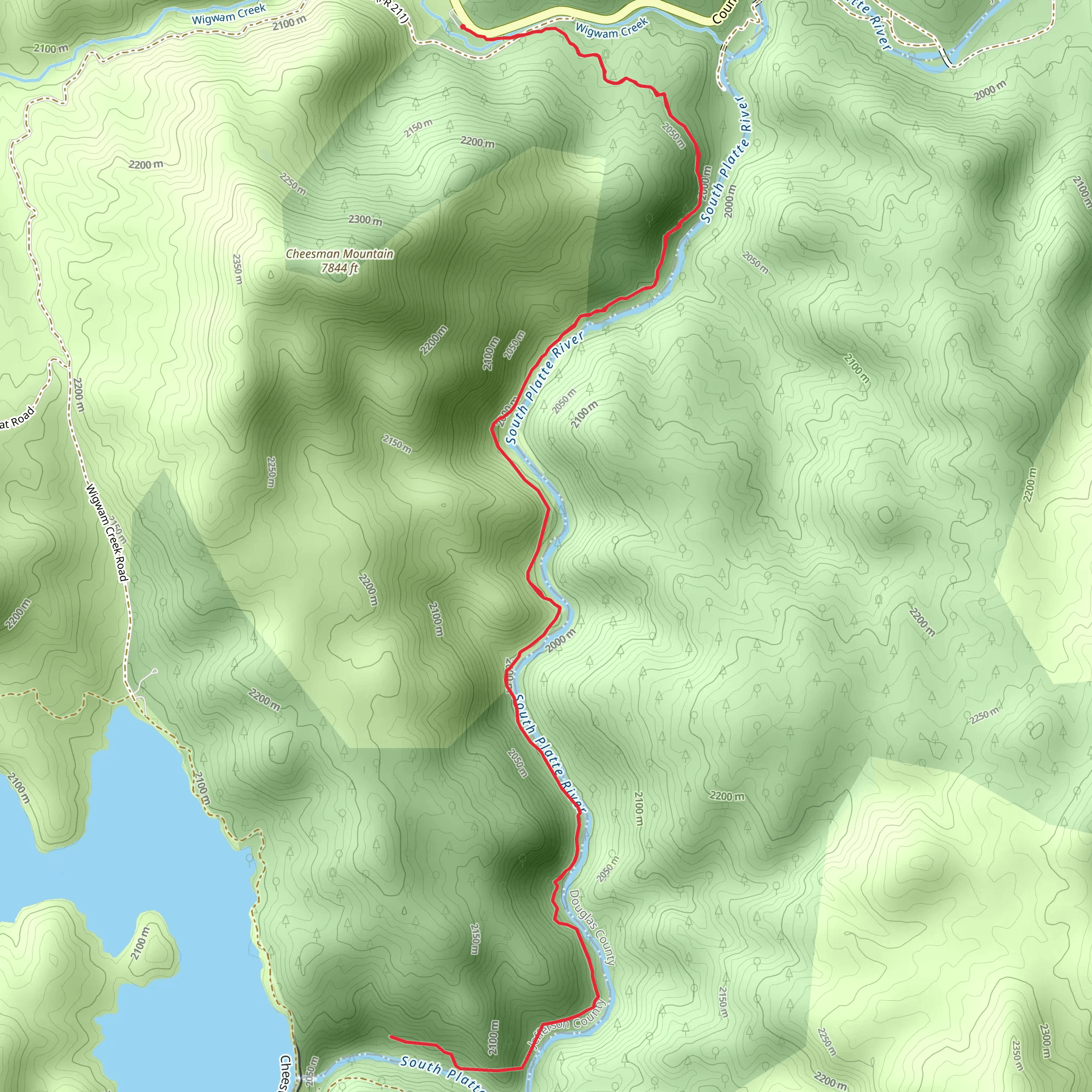 Cheeseman Canyon Trail mobile static map