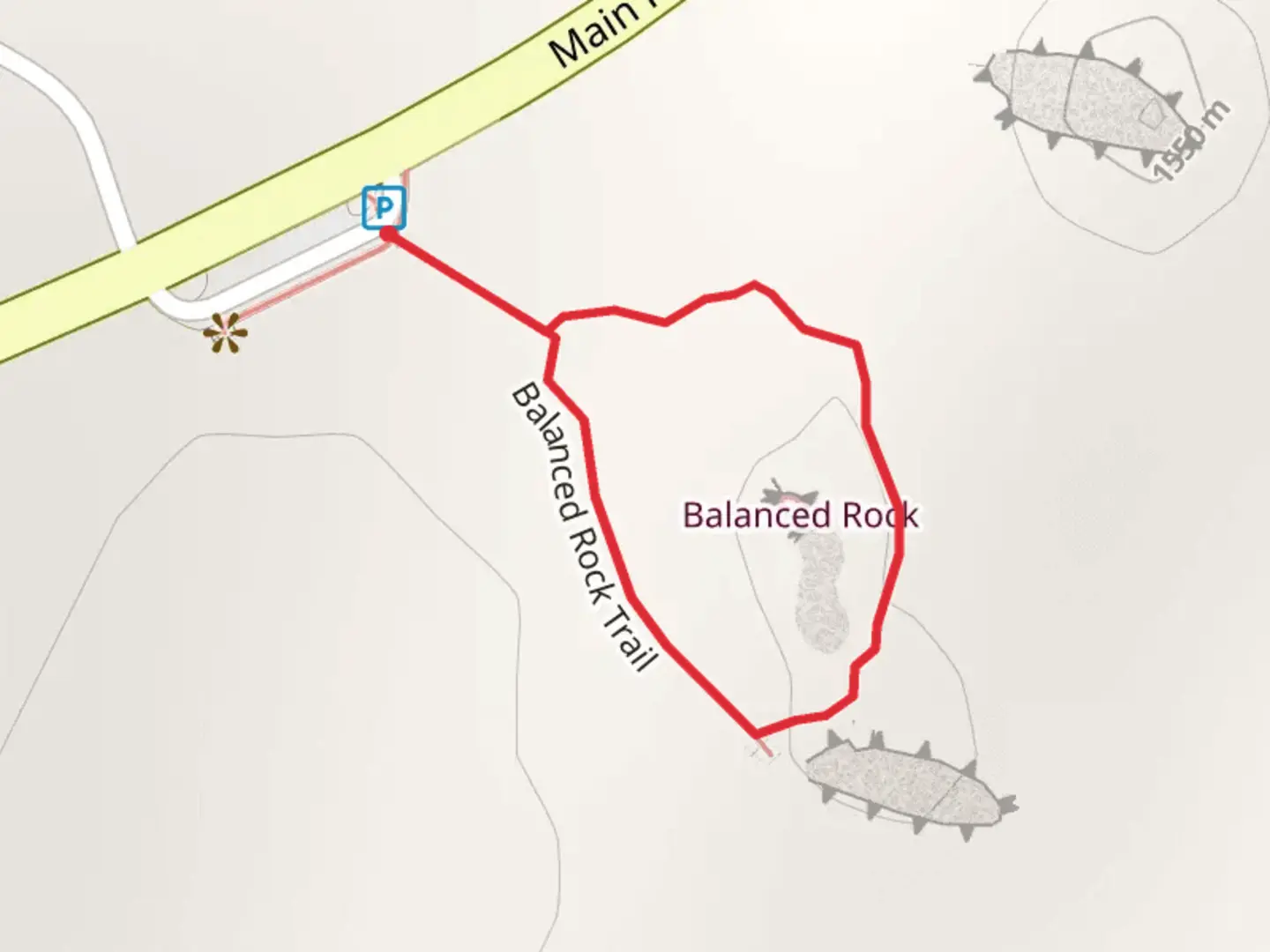 An image depicting the trail Balanced Rock Loop Trail and its surrounding area.