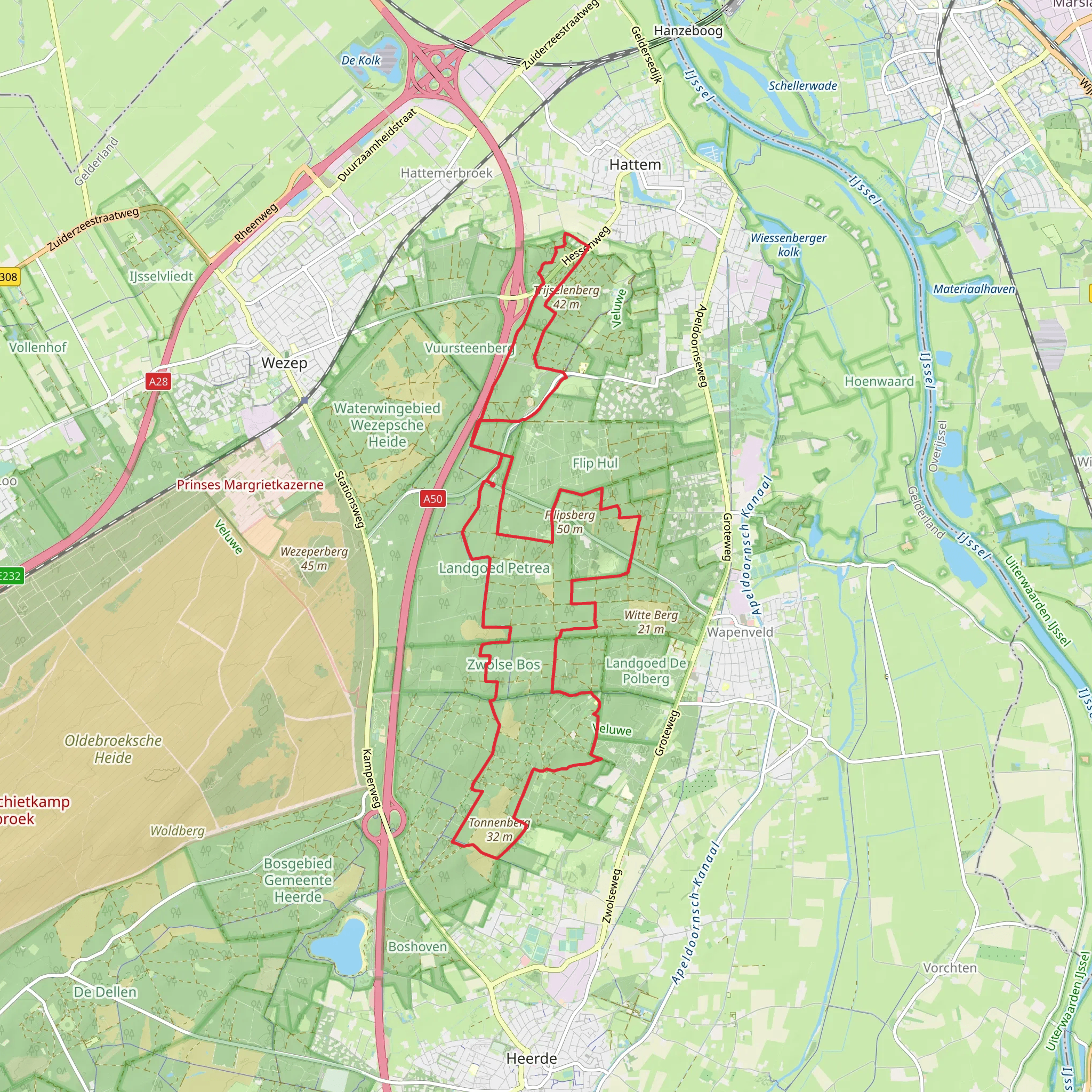 Landgoed Petrea and Zwolse Bos Loop mobile static map