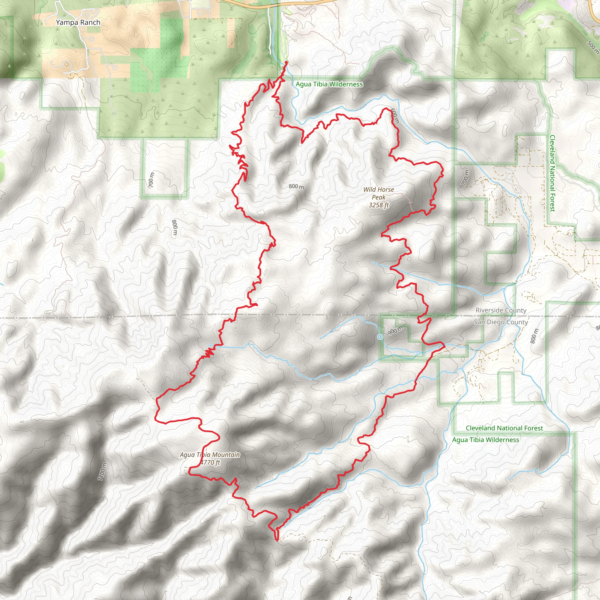 Dripping Springs and Wild Horse Peak Loop Trail mobile static map
