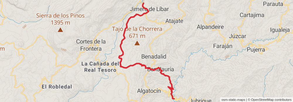 GR 249 Gran Senda de Málaga stage 28 Map