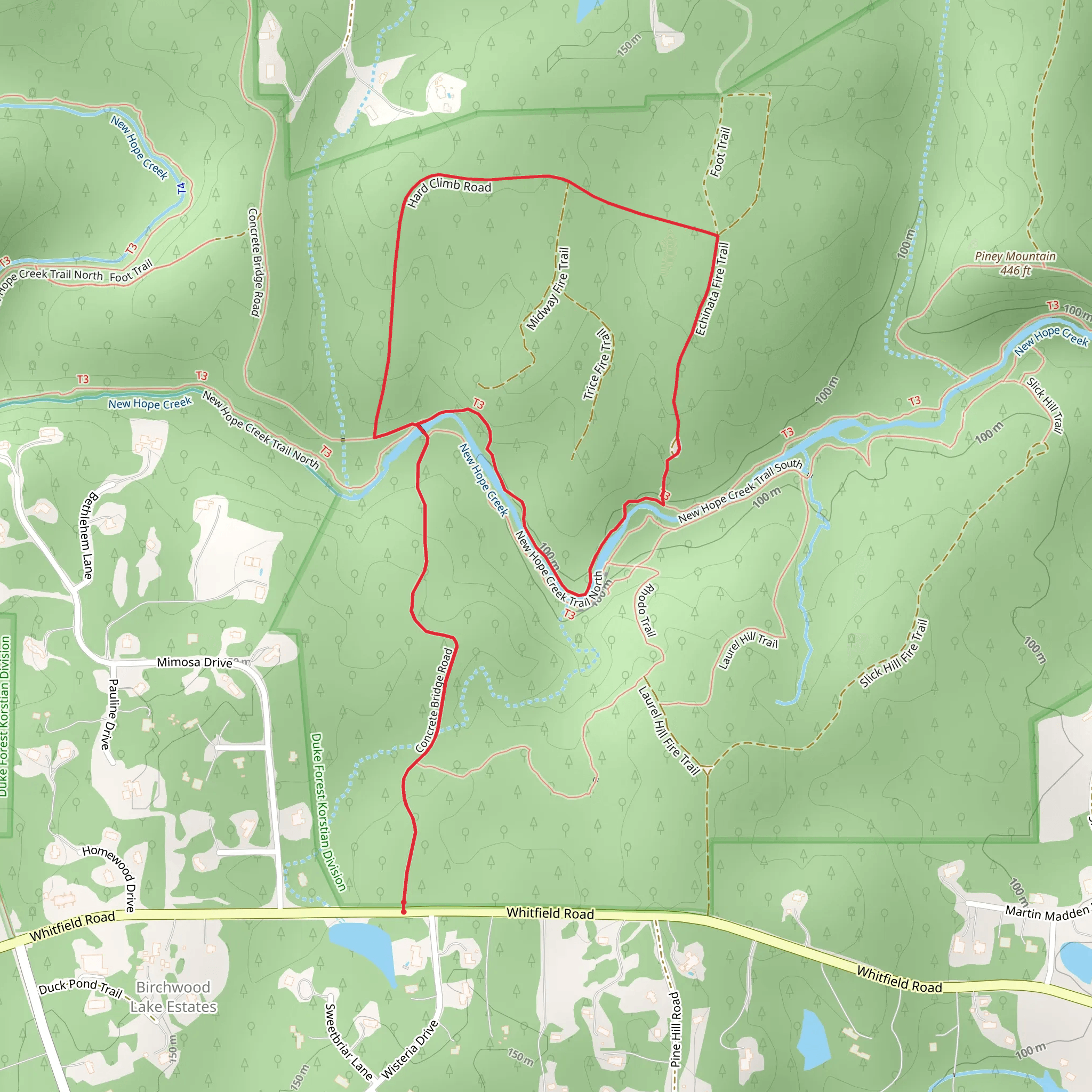 New Hope Creek - Echinata Fire Trail mobile static map