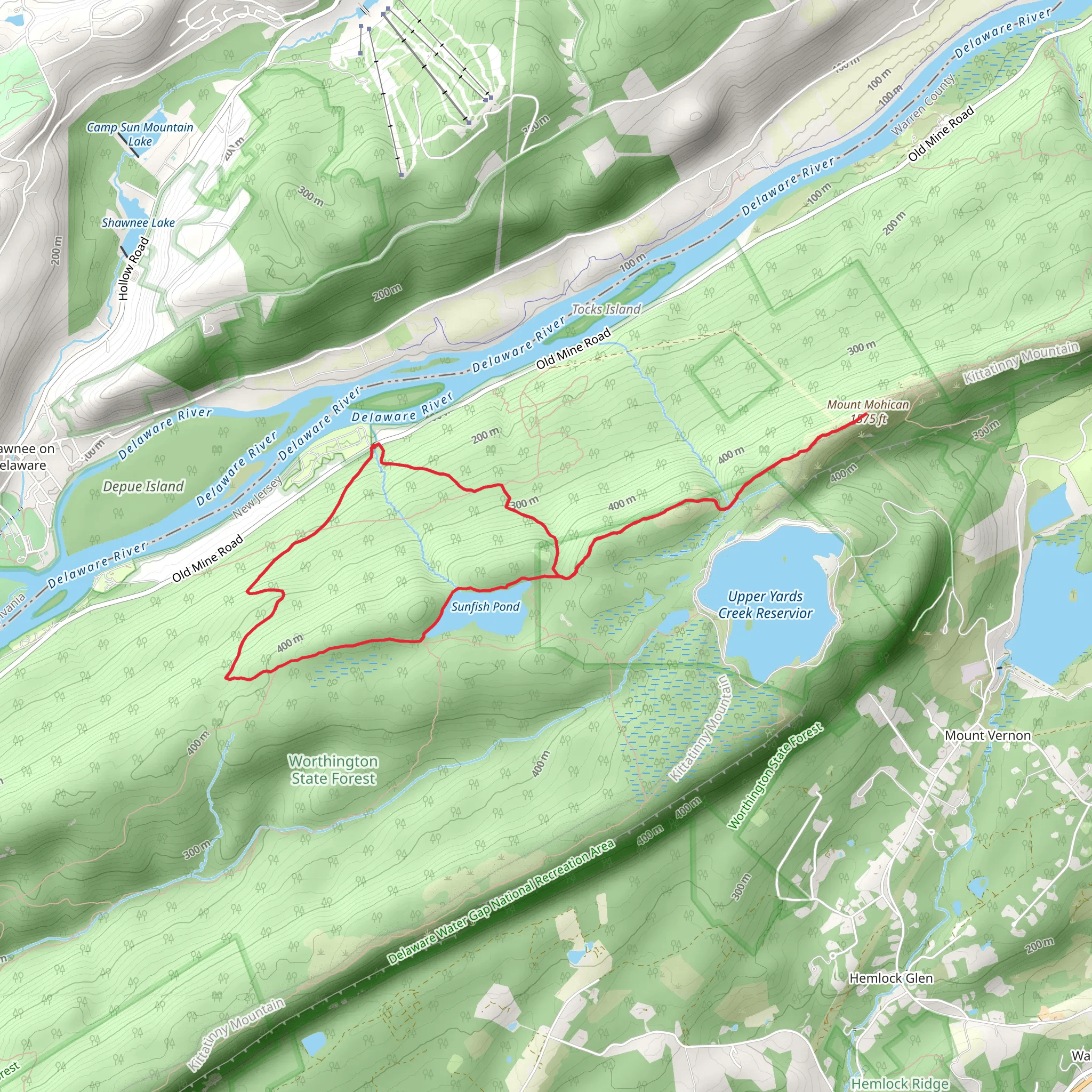 Sunfish Pond and Racoon Ridge Loop TRail mobile static map