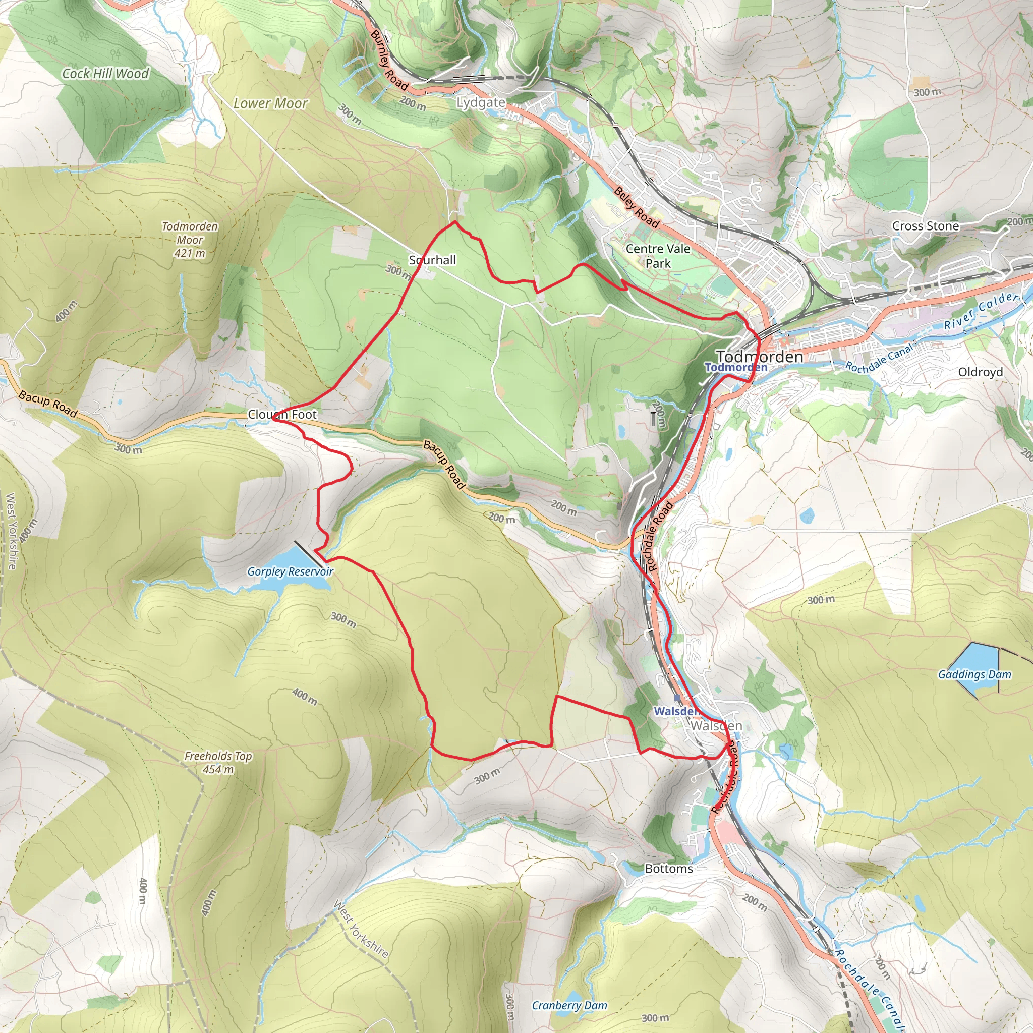 Walsden - Sourhall and Todmorden Loop mobile static map